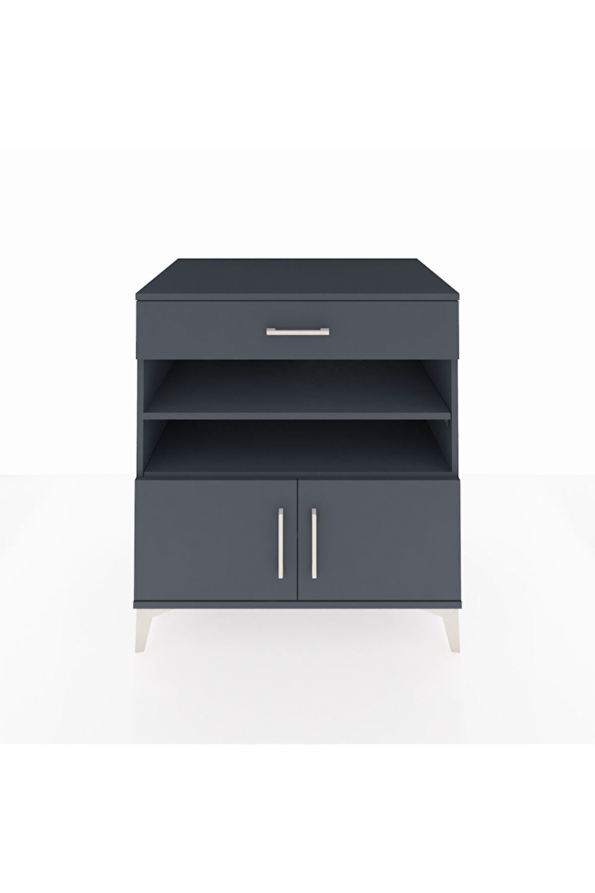 Kronos Şifonyer 3 Raflı Tek Çekmeceli 2 Kapaklı 88x59x96 Antrasit-Antrasit