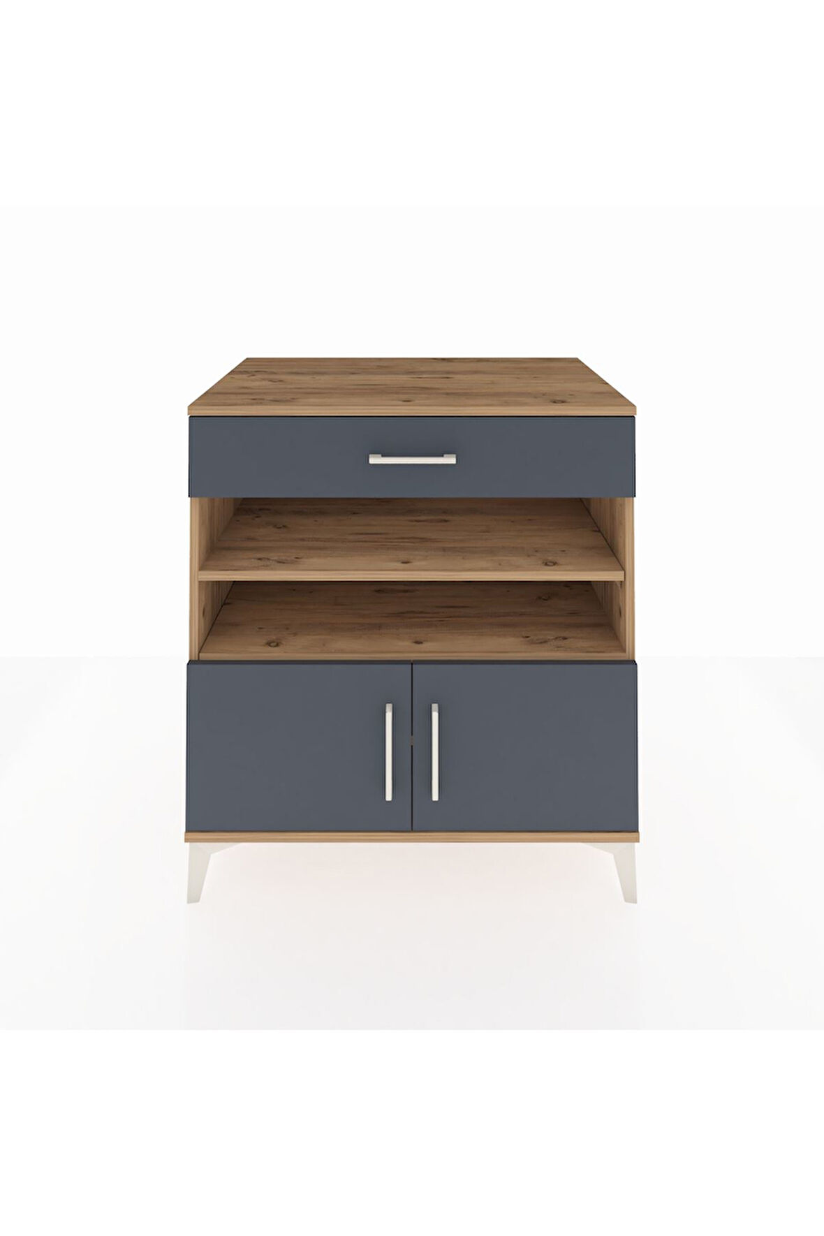 Kronos Şifonyer 3 Raflı Tek Çekmeceli 2 Kapaklı 88x59x96 Çam-Antrasit