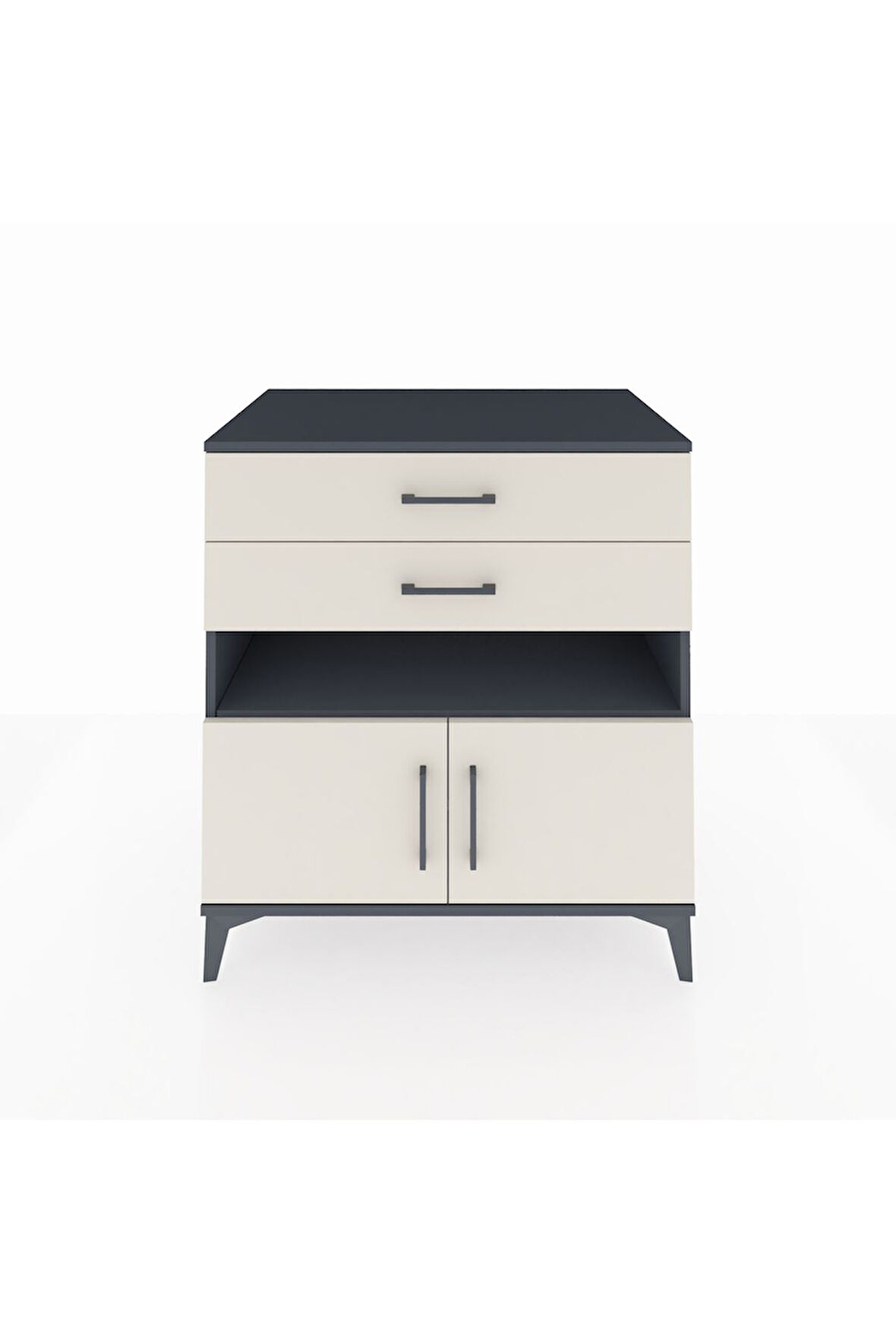 Kronos Şifonyer 2 Raflı 2 Çekmeceli 2 Kapaklı 88x59x96 Antrasit-Aytaşı