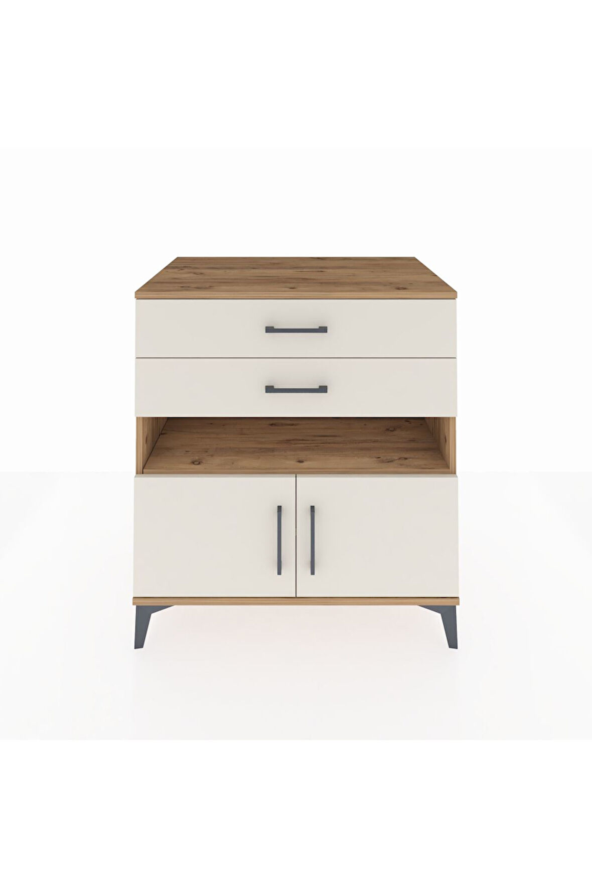 Kronos Şifonyer 2 Raflı 2 Çekmeceli 2 Kapaklı 88x59x96 Çam-Aytaşı