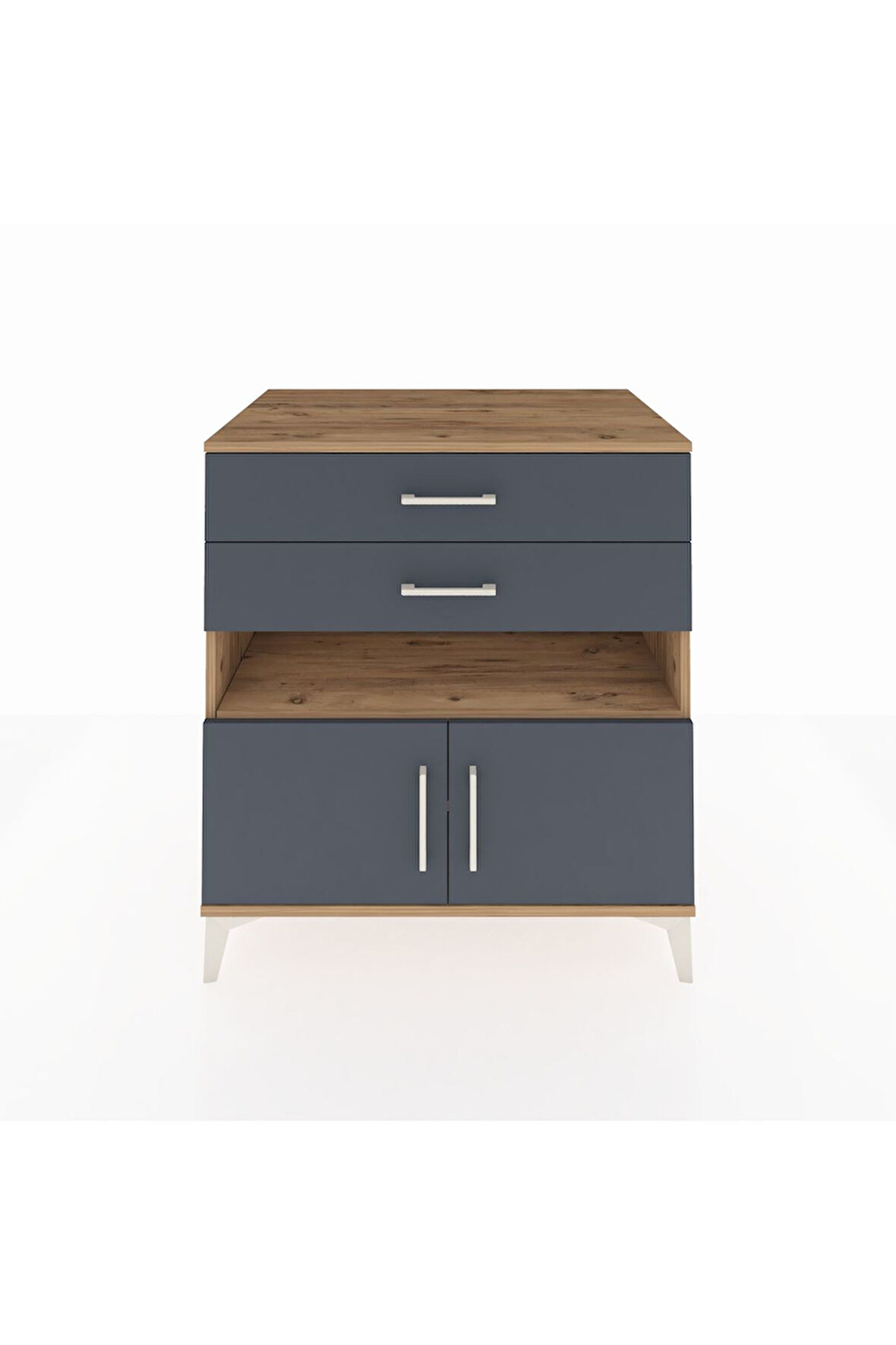 Kronos Şifonyer 2 Raflı 2 Çekmeceli 2 Kapaklı 88x59x96 Çam-Antrasit