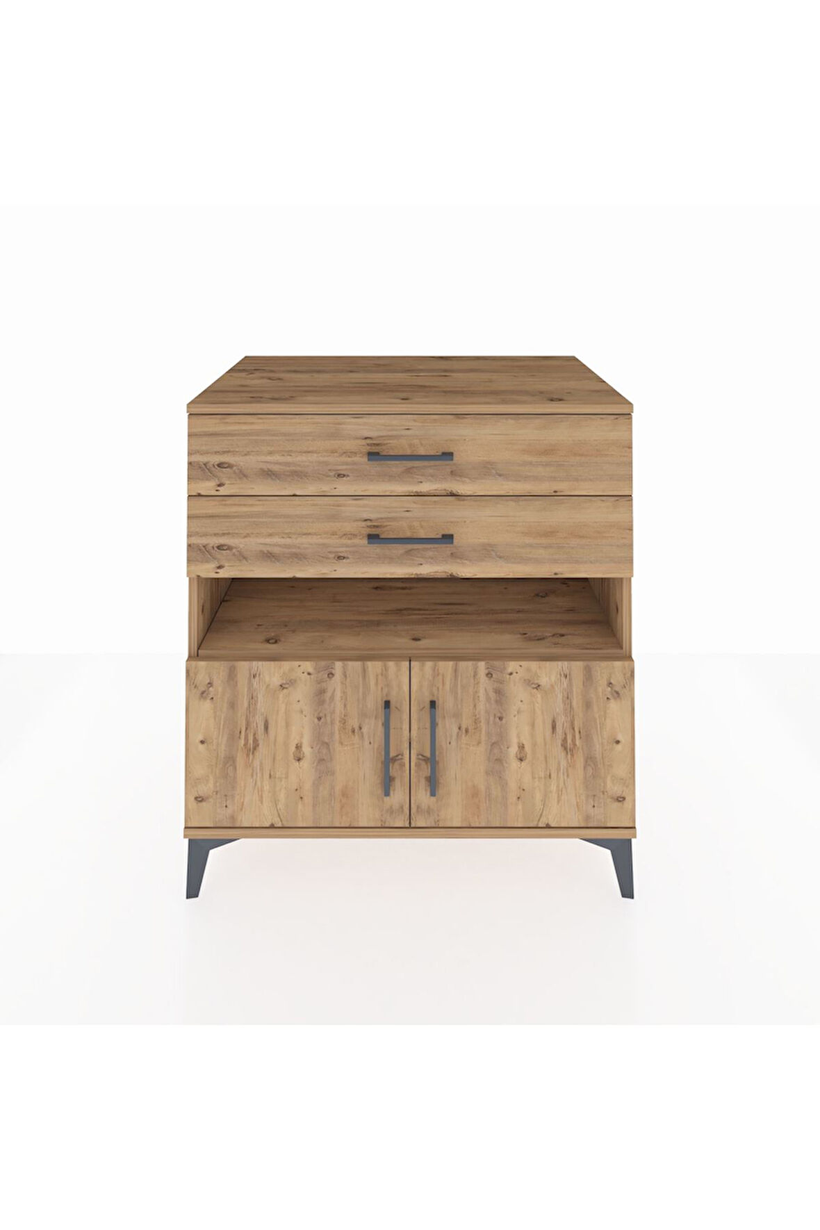 Kronos Şifonyer 2 Raflı 2 Çekmeceli 2 Kapaklı 88x59x96 Çam-Çam