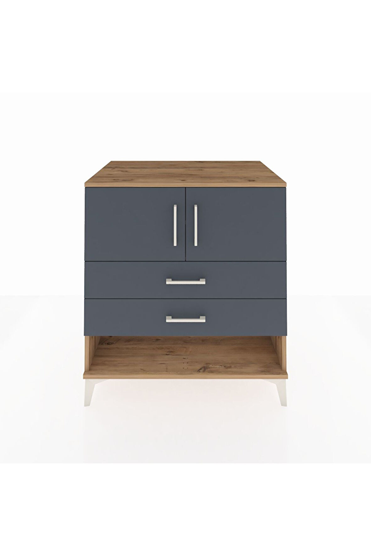 Kronos Şifonyer 2 Raflı 2 Çekmeceli 2 Kapaklı 88x59x96 Çam-Antrasit