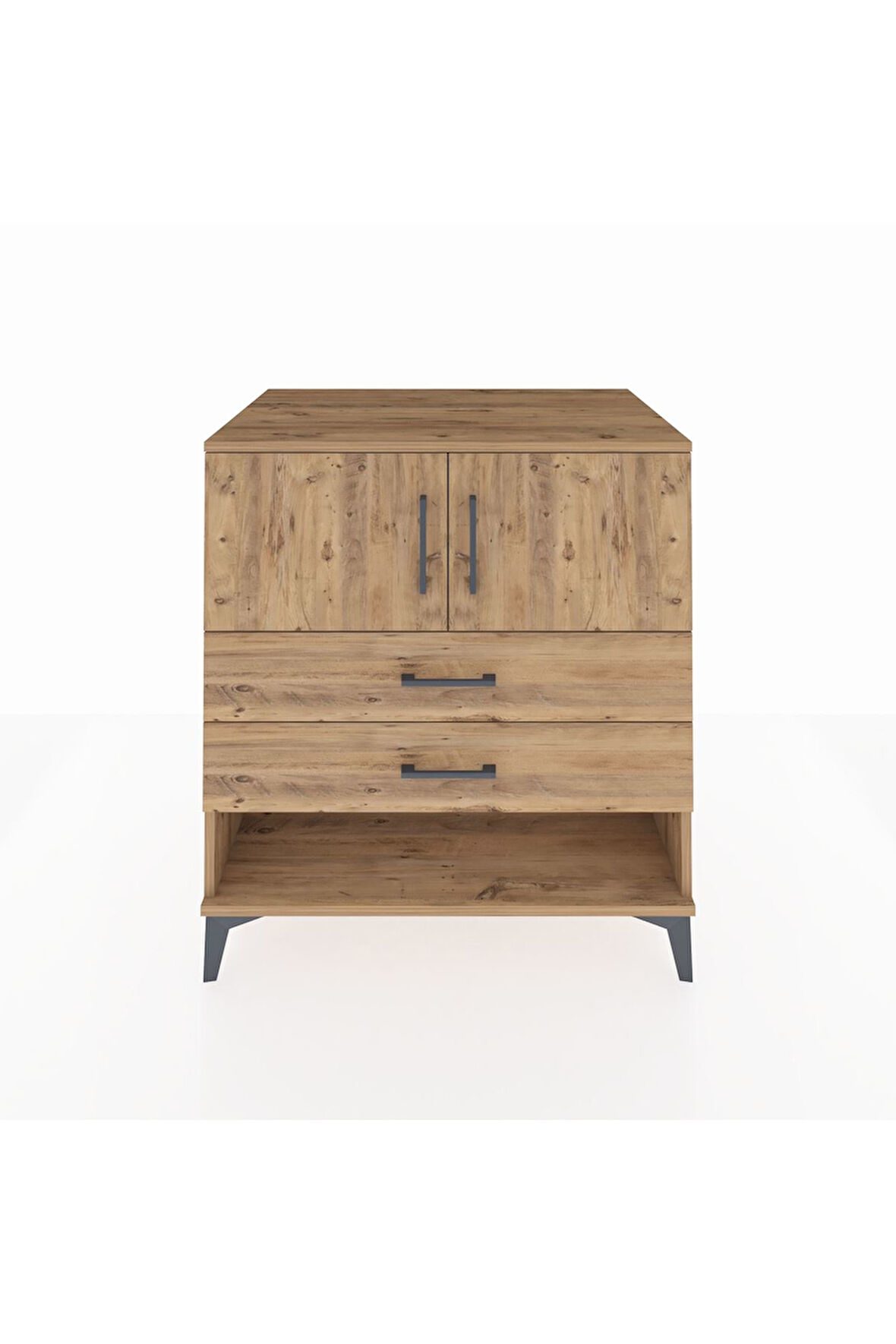 Kronos Şifonyer 2 Raflı 2 Çekmeceli 2 Kapaklı 88x59x96 Çam-Çam