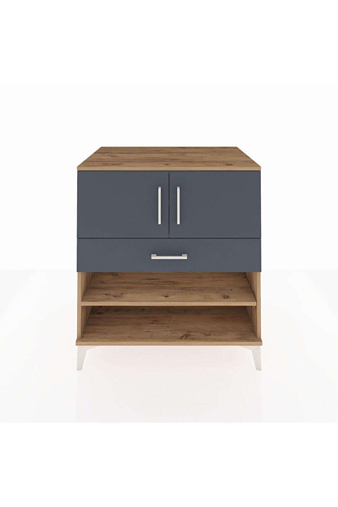 Kronos Şifonyer 3 Raflı Tek Çekmeceli 2 Kapaklı 88x59x96 Çam-Antrasit