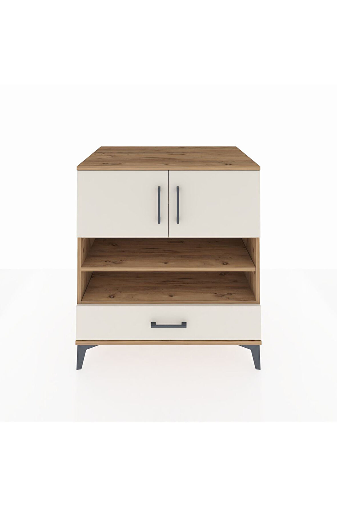 Kronos Şifonyer 4 Raflı Tek Çekmeceli 2 Kapaklı 88x59x96 Çam-Aytaşı