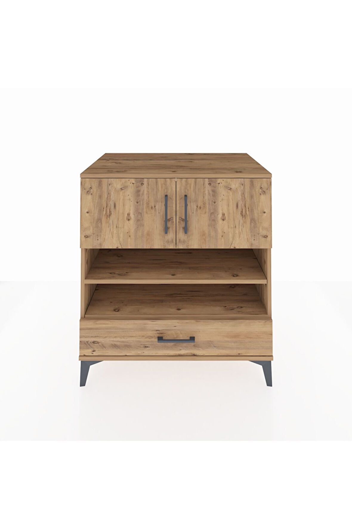 Kronos Şifonyer 4 Raflı Tek Çekmeceli 2 Kapaklı 88x59x96 Çam-Çam