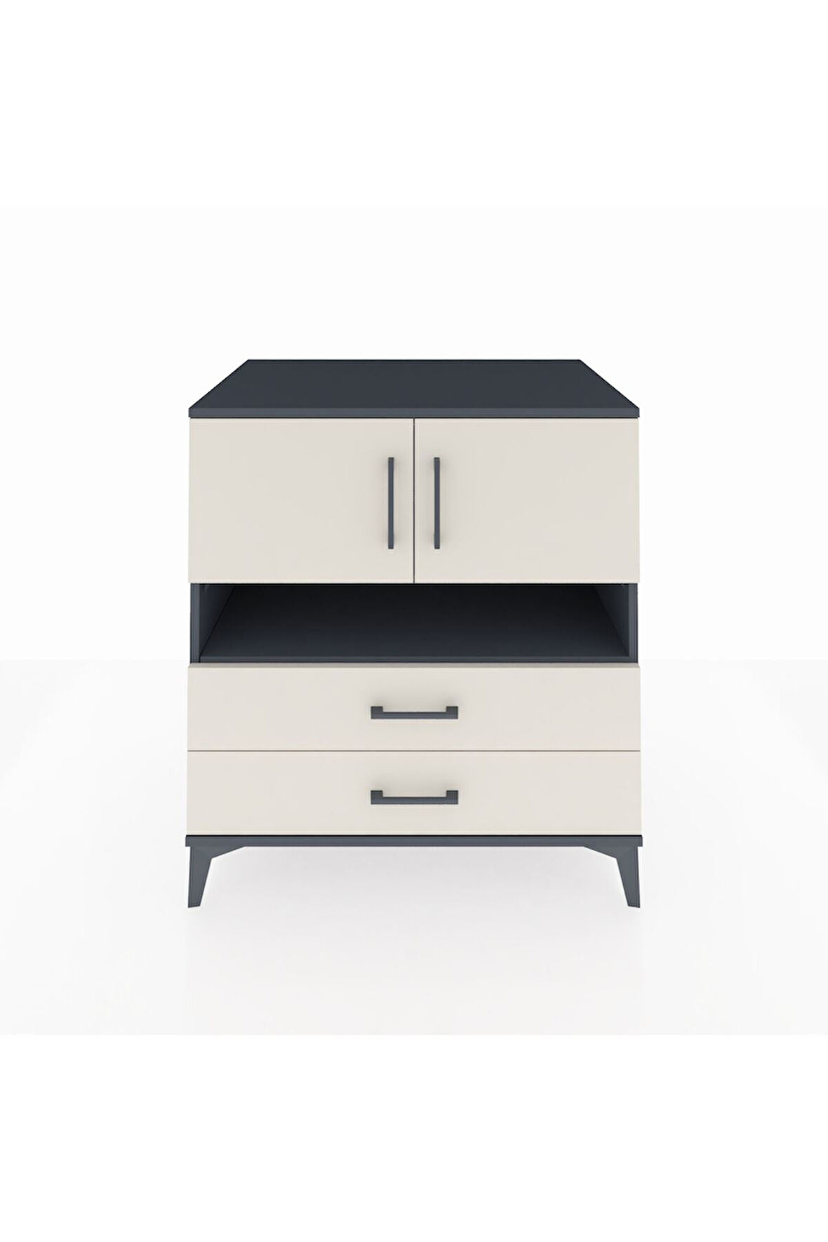 Kronos Şifonyer 3 Raflı 2 Çekmeceli 2 Kapaklı 88x59x96 Antrasit-Aytaşı