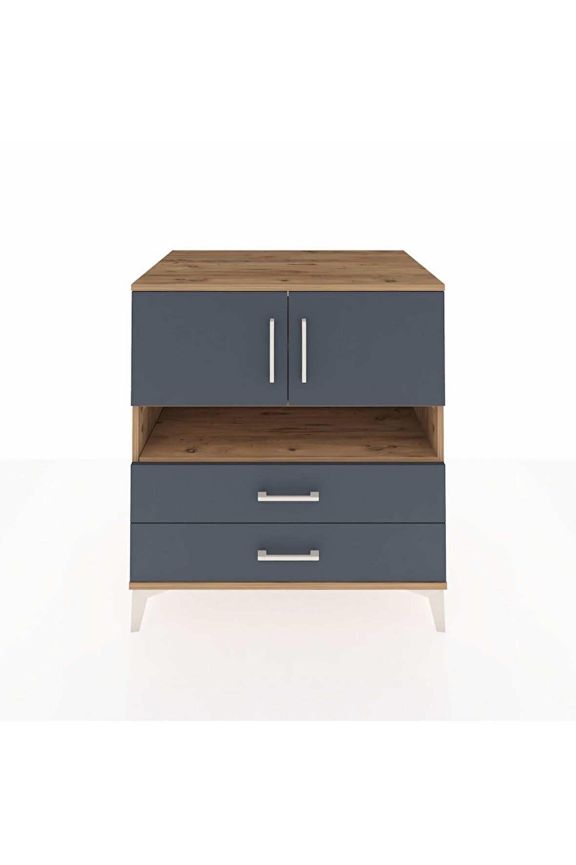 Kronos Şifonyer 3 Raflı 2 Çekmeceli 2 Kapaklı 88x59x96 Çam-Antrasit