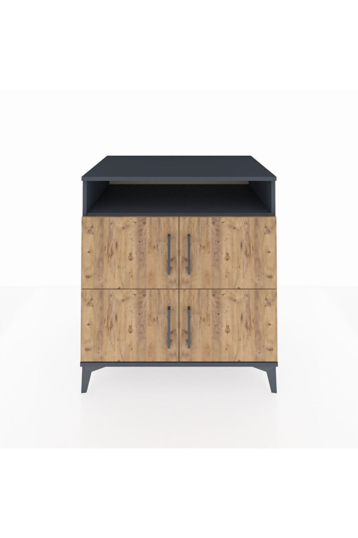 Kronos Şifonyer 4 Raflı 4 Kapaklı 88x59x96 Antrasit-Çam