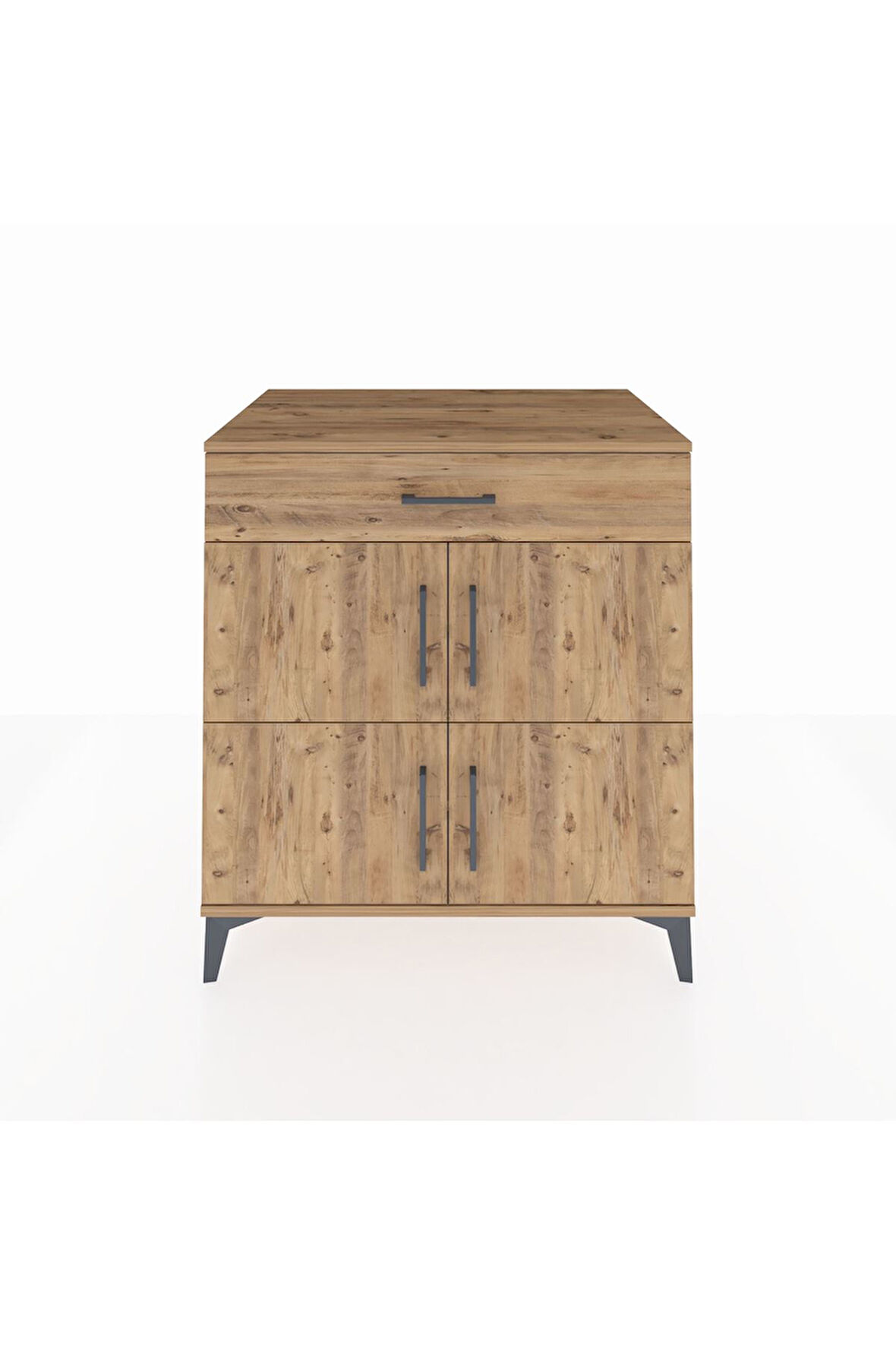 Kronos Şifonyer 3 Raflı Tek Çekmeceli 4 Kapaklı 88x59x96 Çam-Çam