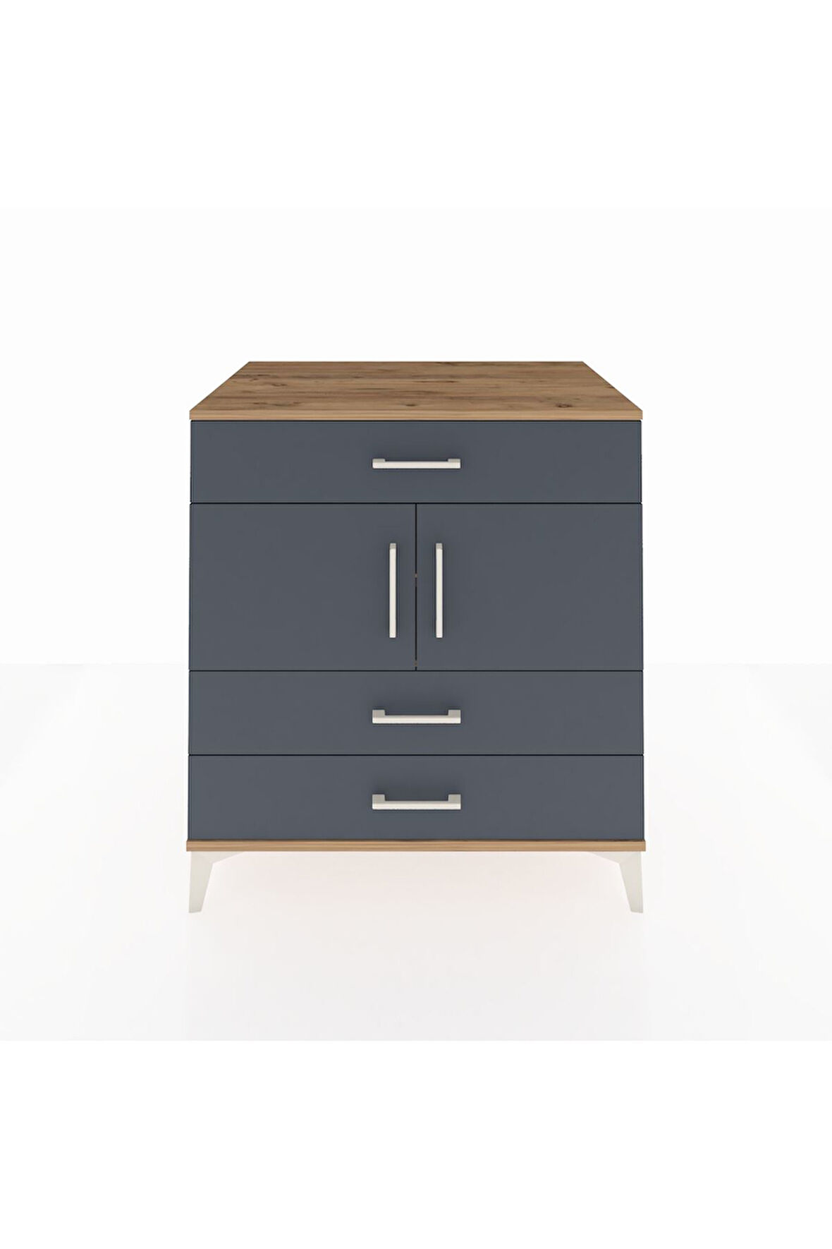 Kronos Şifonyer 2 Raflı 3 Çekmeceli 2 Kapaklı 88x59x96 Çam-Antrasit