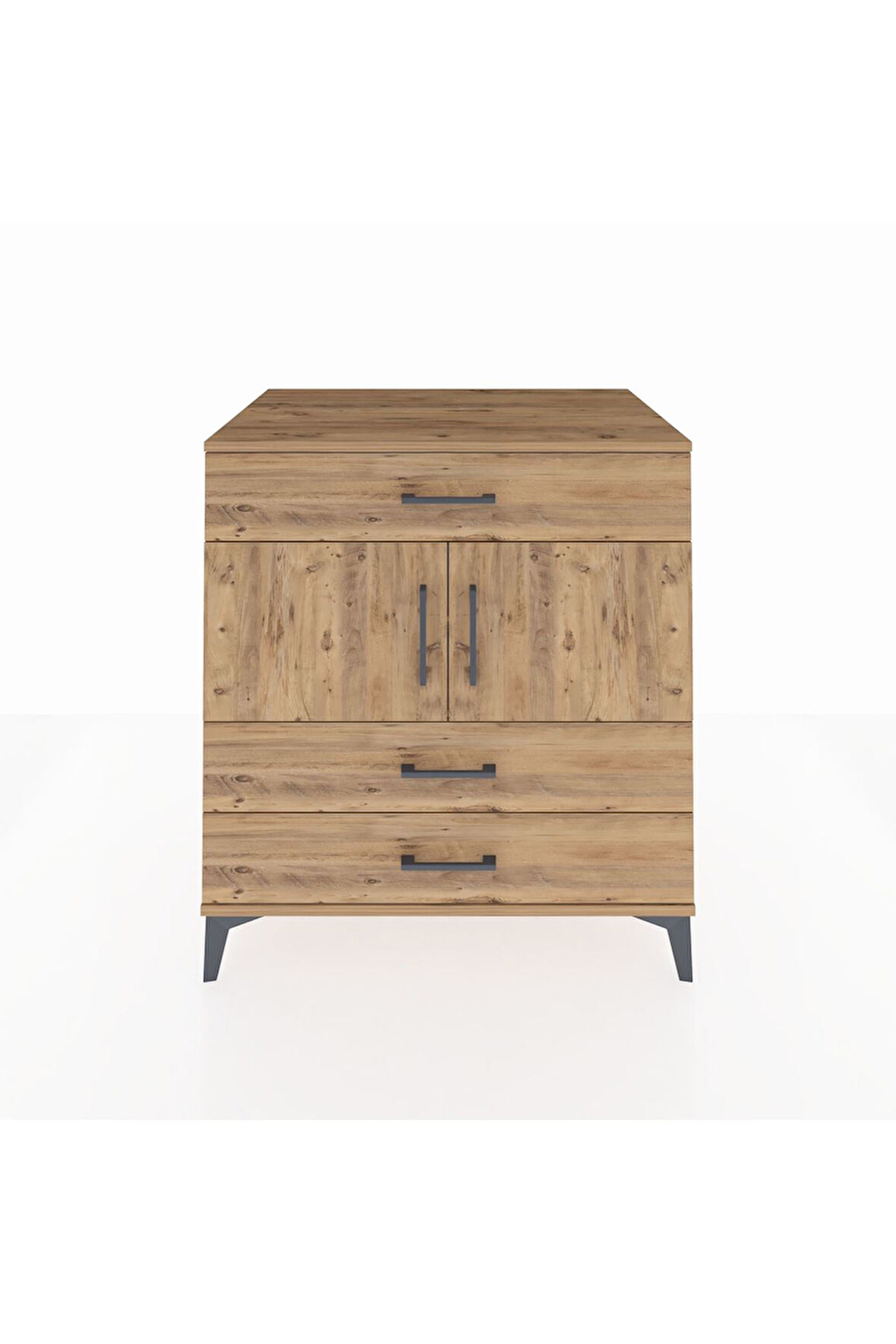 Kronos Şifonyer 2 Raflı 3 Çekmeceli 2 Kapaklı 88x59x96 Çam-Çam