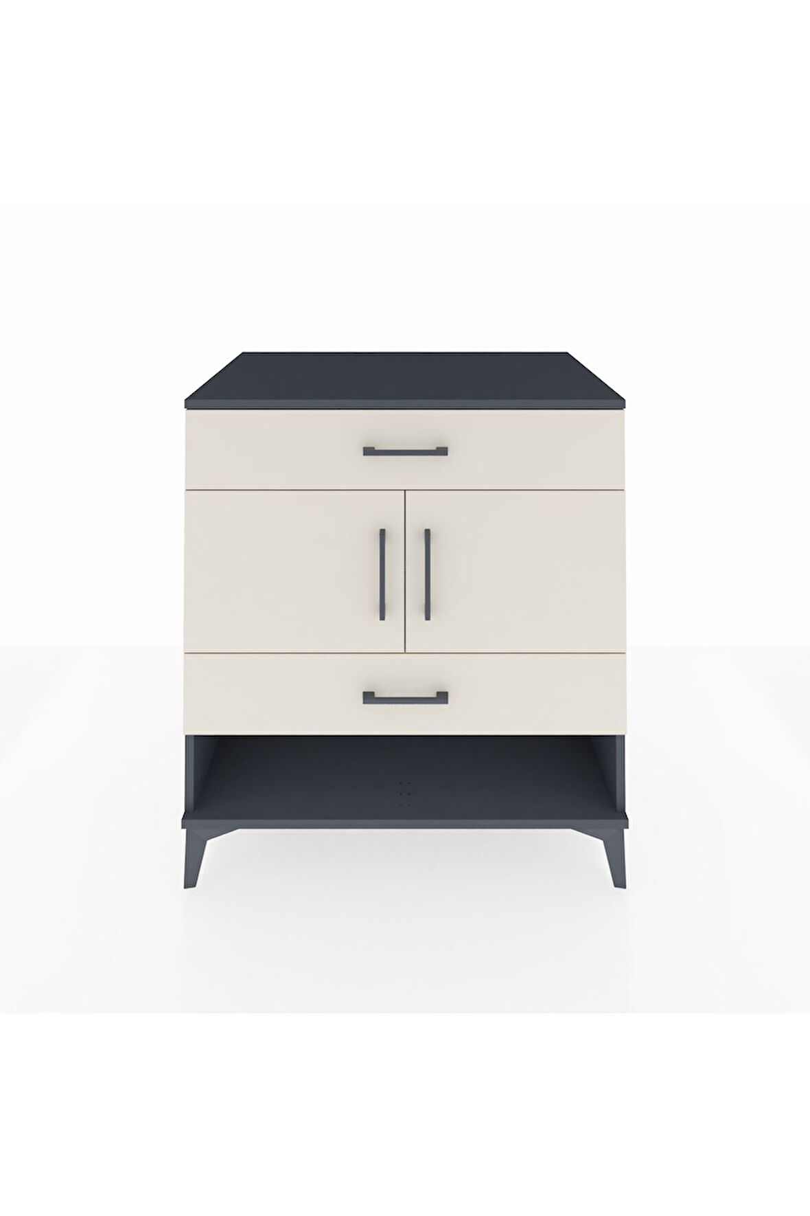 Kronos Şifonyer 2 Raflı 2 Çekmeceli 2 Kapaklı 88x59x96 Antrasit-Aytaşı