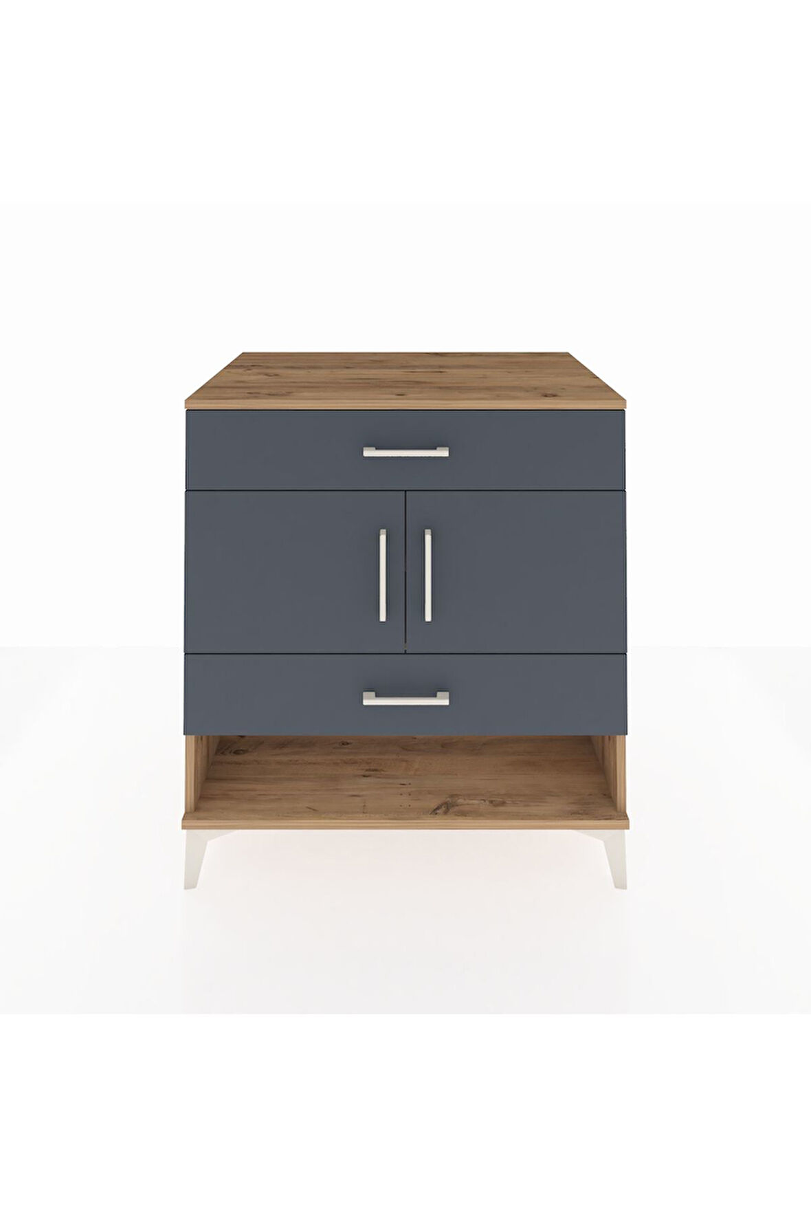 Kronos Şifonyer 2 Raflı 2 Çekmeceli 2 Kapaklı 88x59x96 Çam-Antrasit