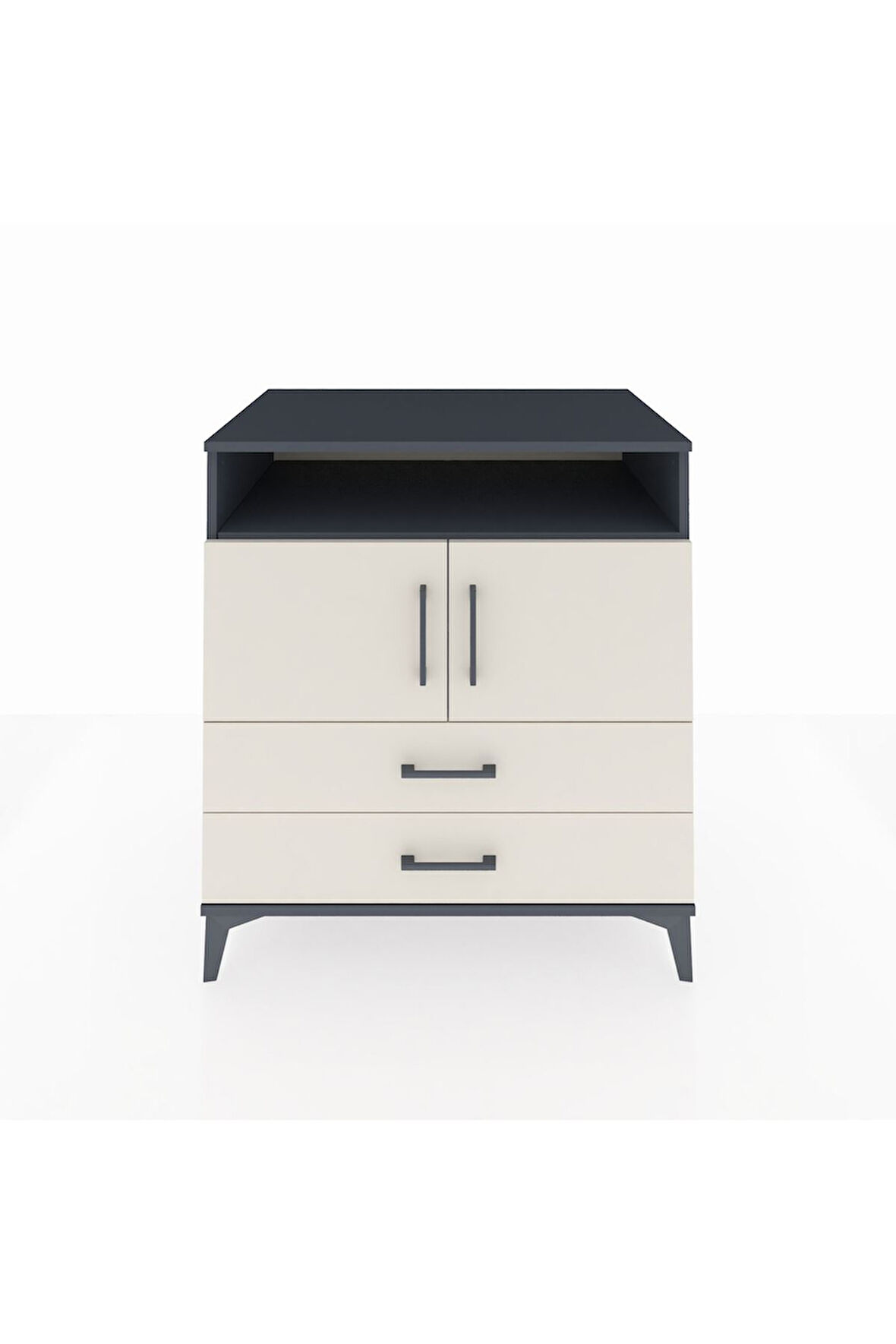 Kronos Şifonyer 3 Raflı 2 Çekmeceli 2 Kapaklı 88x59x96 Antrasit-Aytaşı