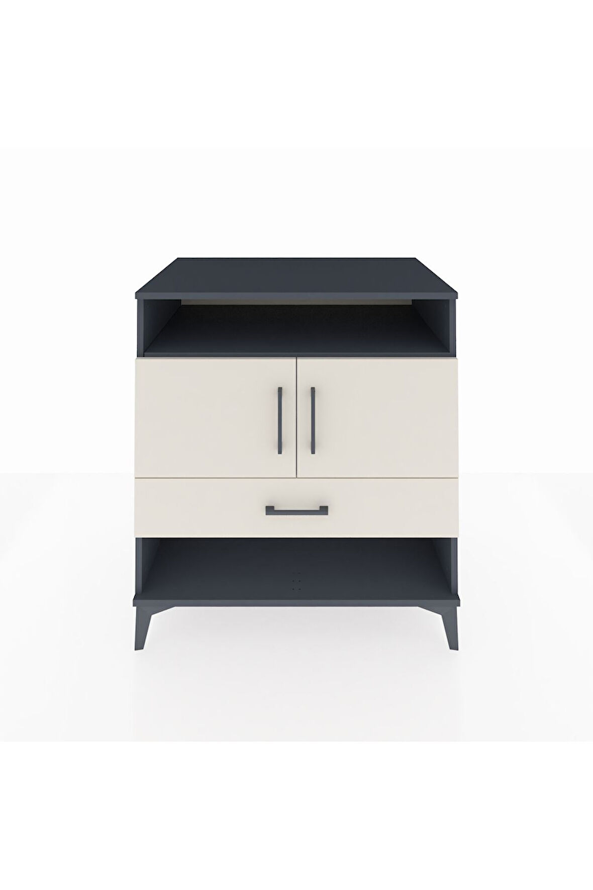 Kronos Şifonyer 3 Raflı Tek Çekmeceli 2 Kapaklı 88x59x96 Antrasit-Aytaşı