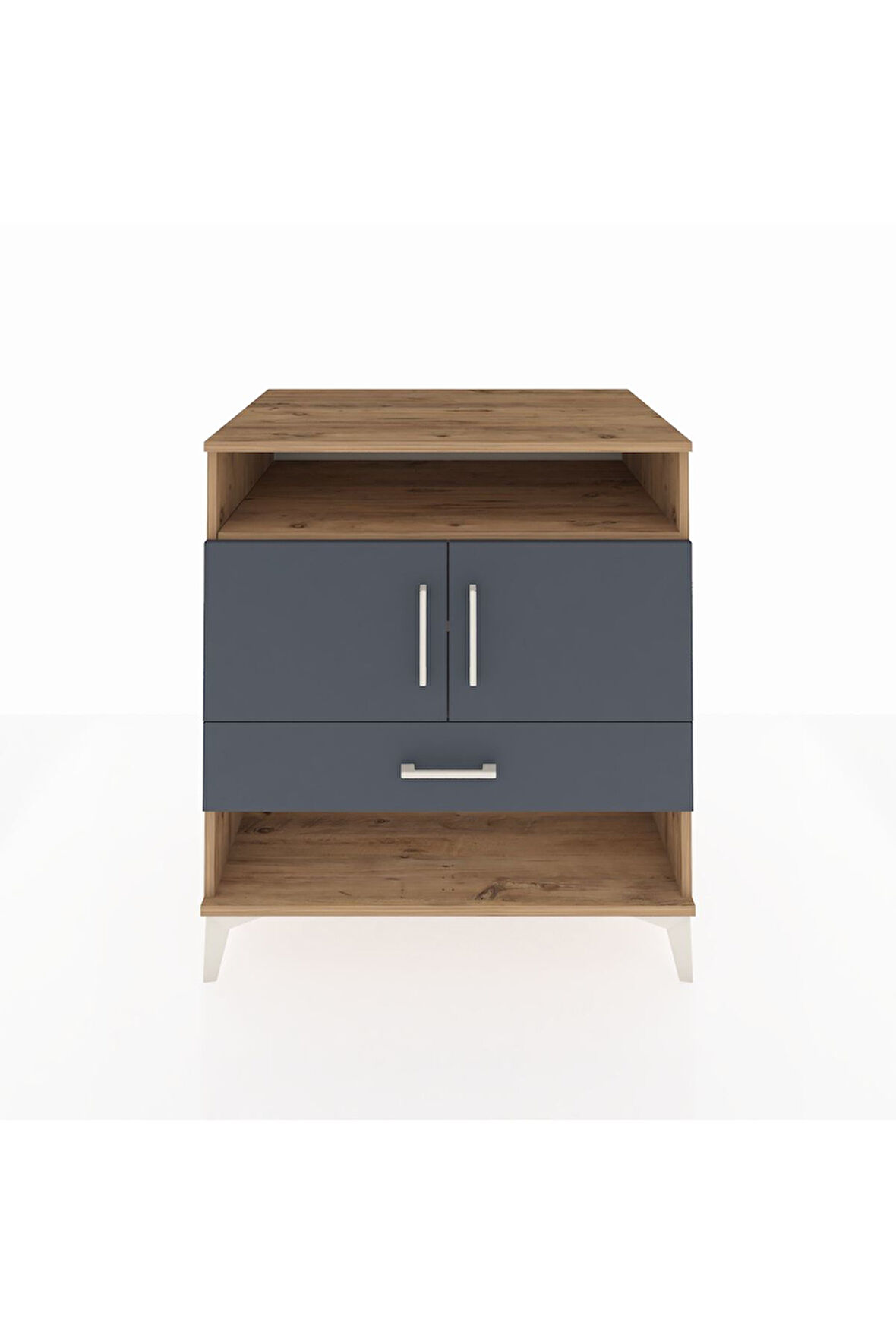 Kronos Şifonyer 3 Raflı Tek Çekmeceli 2 Kapaklı 88x59x96 Çam-Antrasit