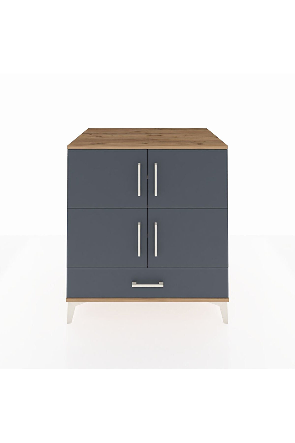 Kronos Şifonyer 4 Raflı Tek Çekmeceli 4 Kapaklı 88x59x96 Çam-Antrasit