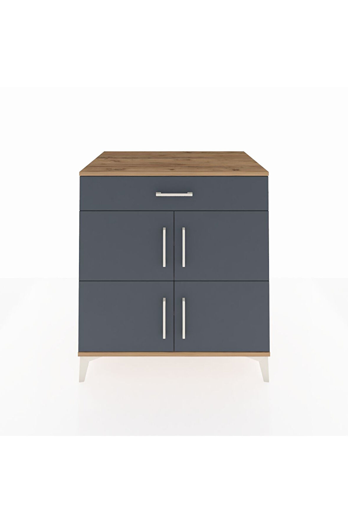 Kronos Şifonyer 3 Raflı Tek Çekmeceli 4 Kapaklı 88x59x96 Çam-Antrasit