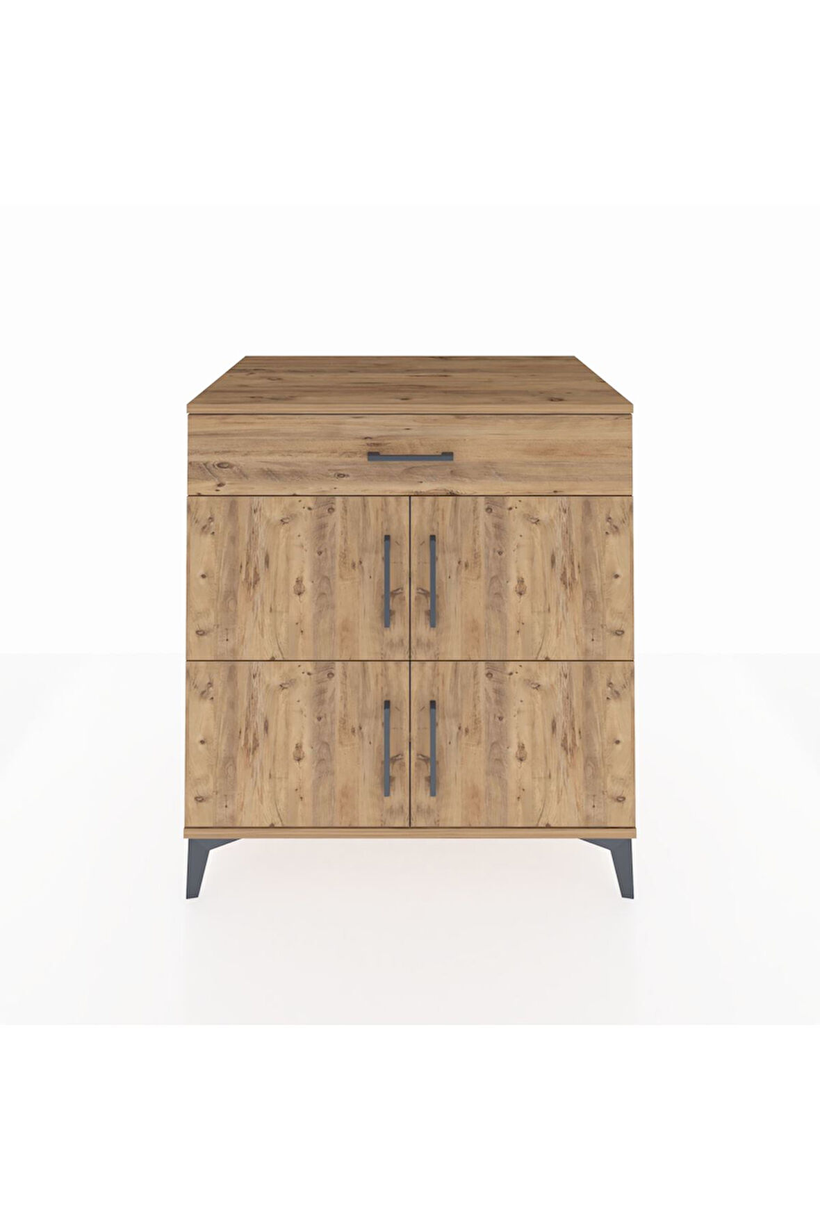 Kronos Şifonyer 3 Raflı Tek Çekmeceli 4 Kapaklı 88x59x96 Çam-Çam