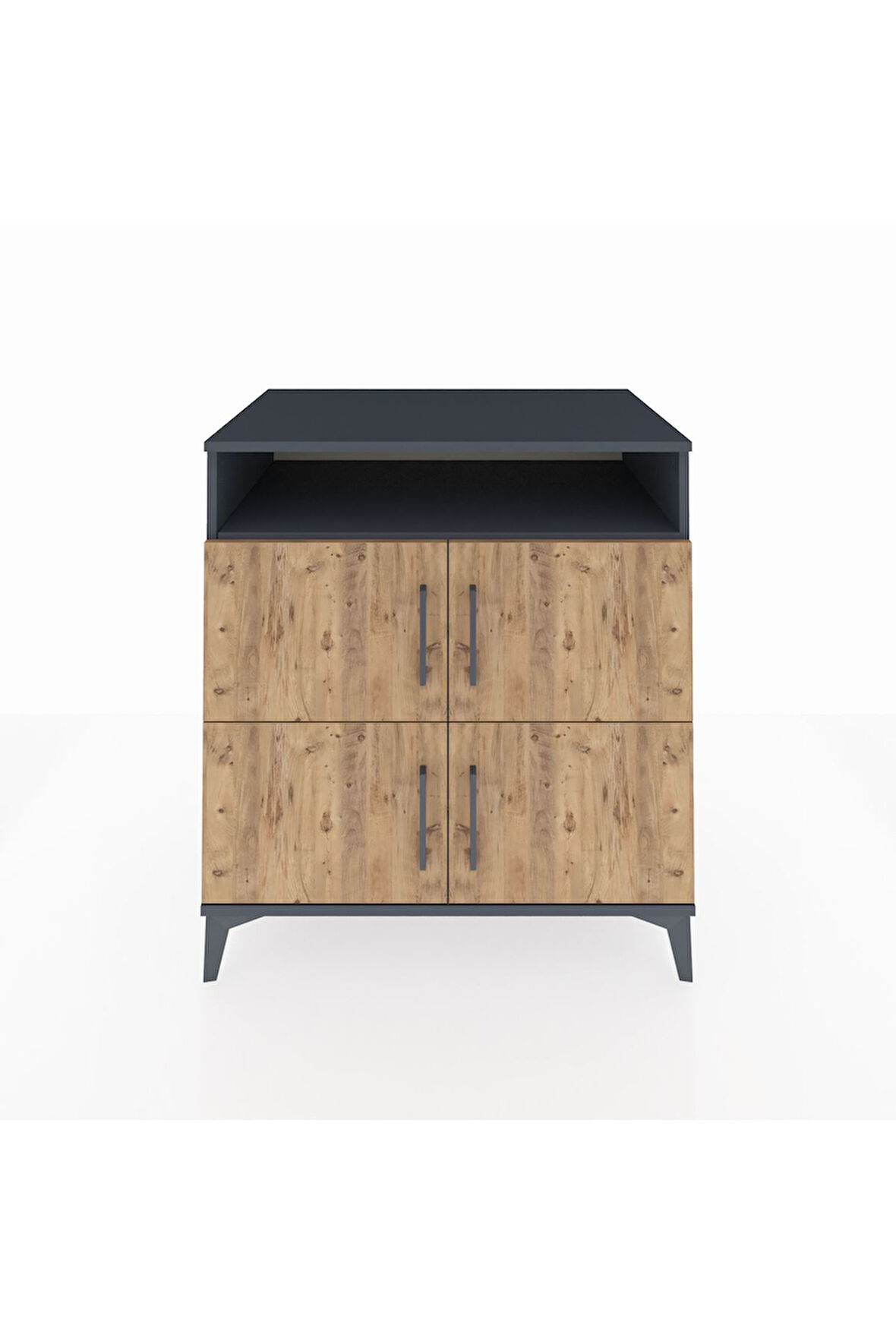 Kronos Şifonyer 4 Raflı 4 Kapaklı 88x59x96 Antrasit-Çam