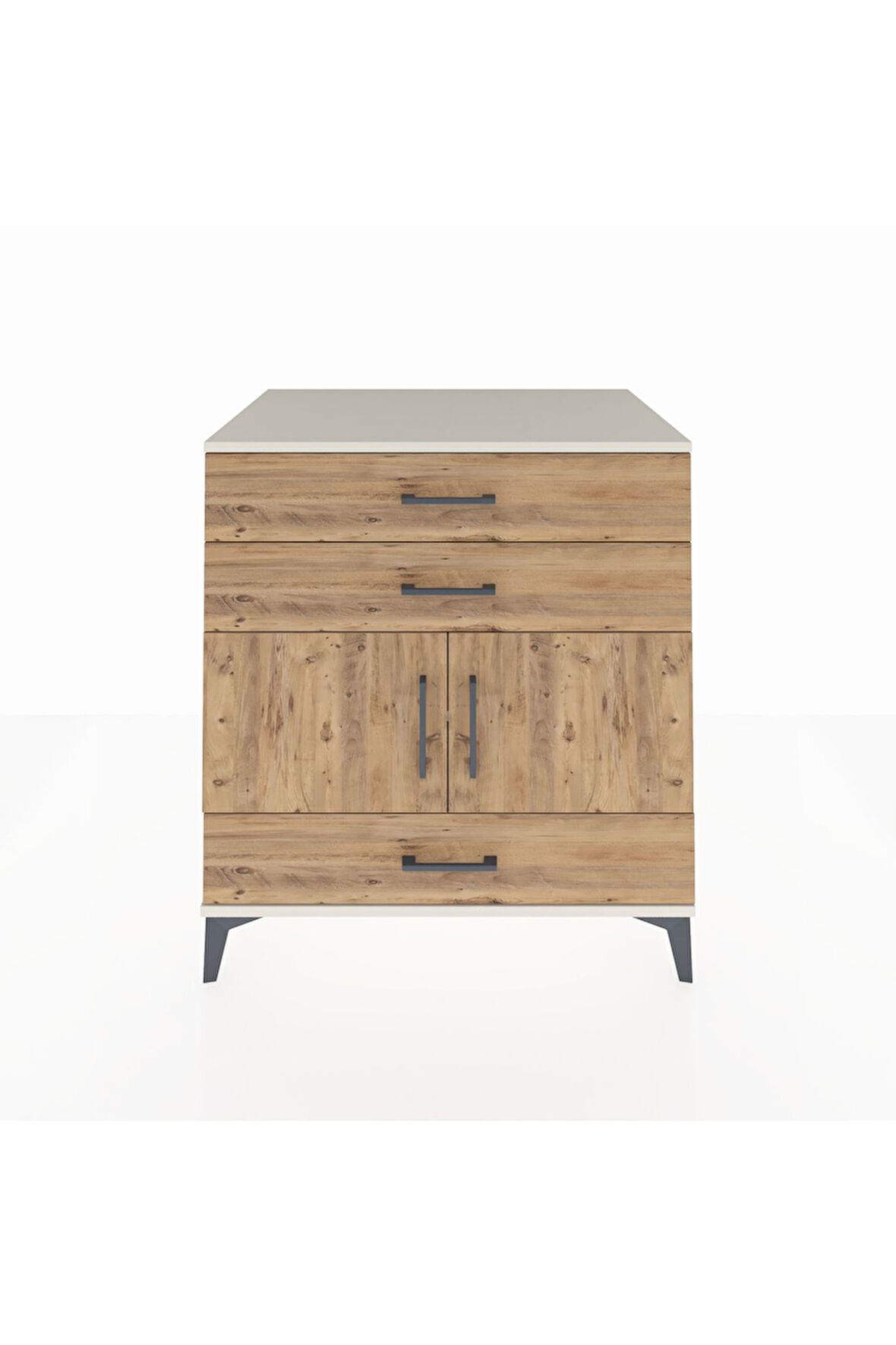 Kronos Şifonyer Tek Raflı 3 Çekmeceli 2 Kapaklı 88x59x96 Aytaşı-Çam