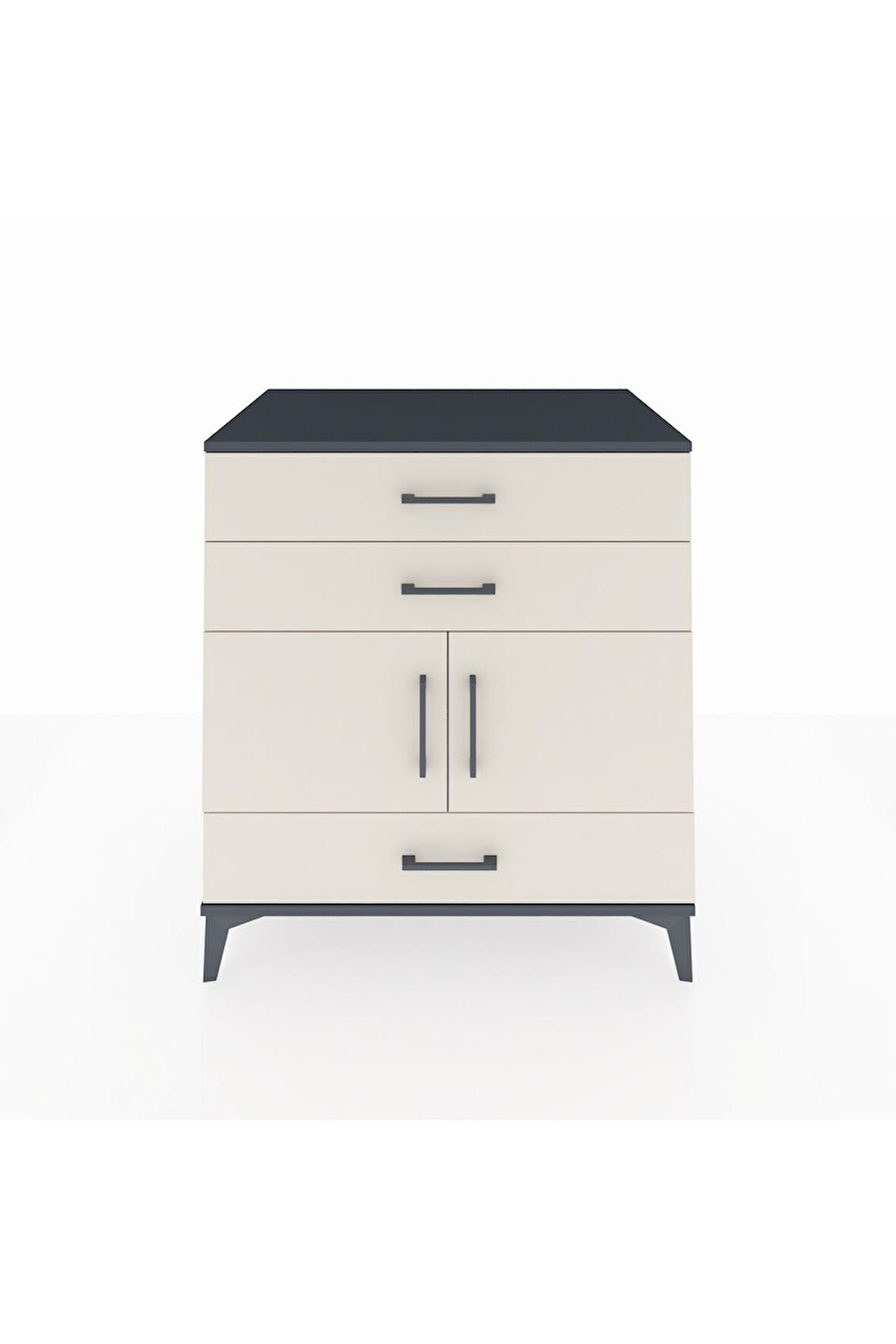 Kronos Şifonyer Tek Raflı 3 Çekmeceli 2 Kapaklı 88x59x96 Antrasit-Aytaşı