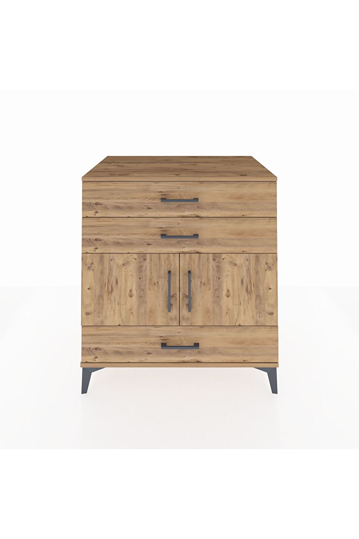 Kronos Şifonyer Tek Raflı 3 Çekmeceli 2 Kapaklı 88x59x96 Çam-Çam