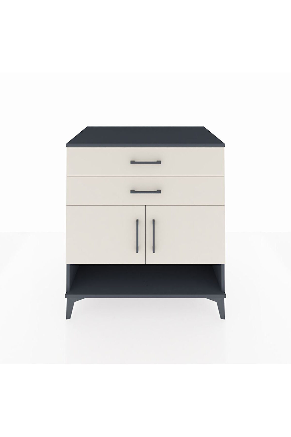 Kronos Şifonyer 2 Raflı 2 Çekmeceli 2 Kapaklı 88x59x96 Antrasit-Aytaşı