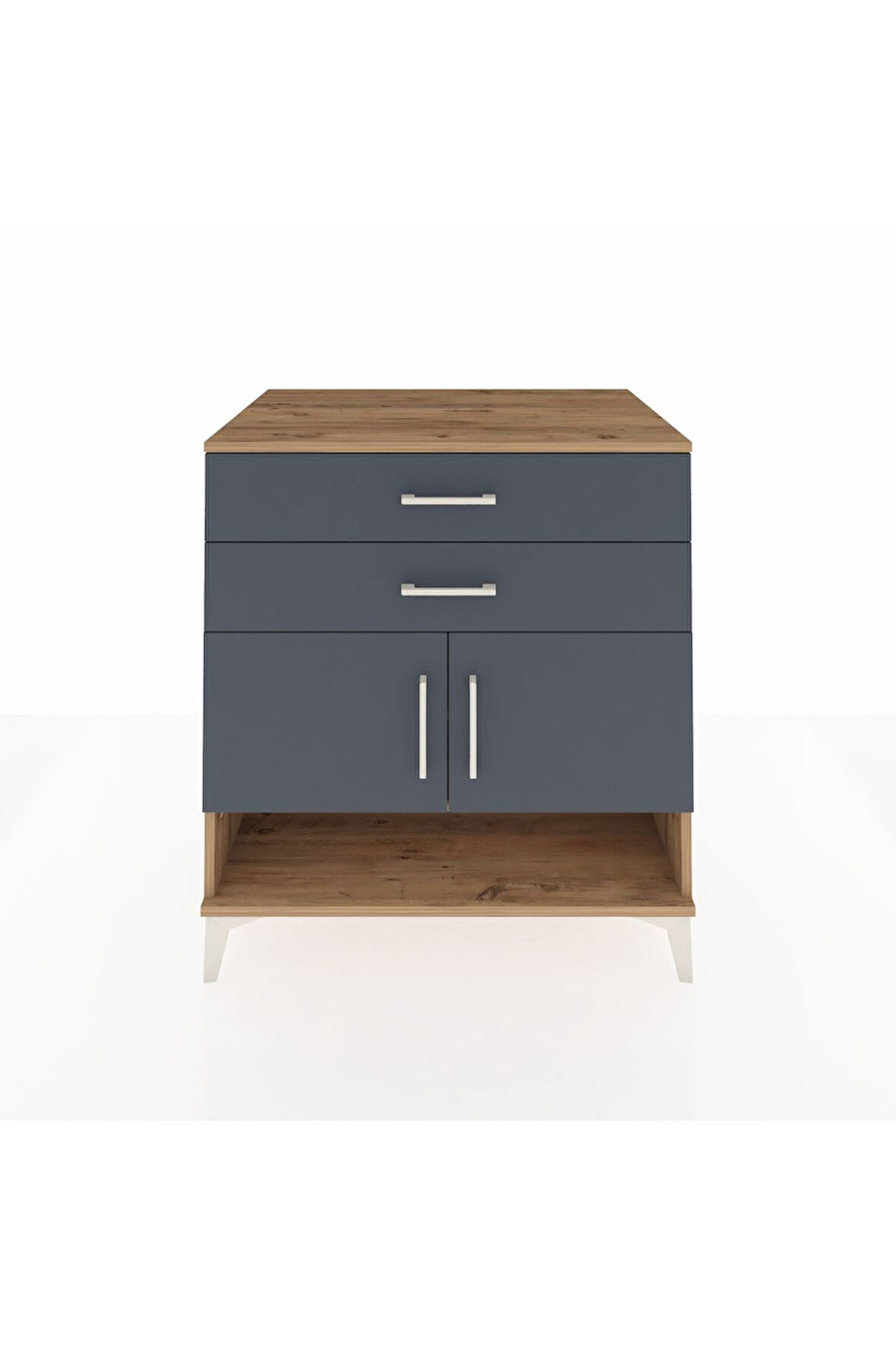 Kronos Şifonyer 2 Raflı 2 Çekmeceli 2 Kapaklı 88x59x96 Çam-Antrasit