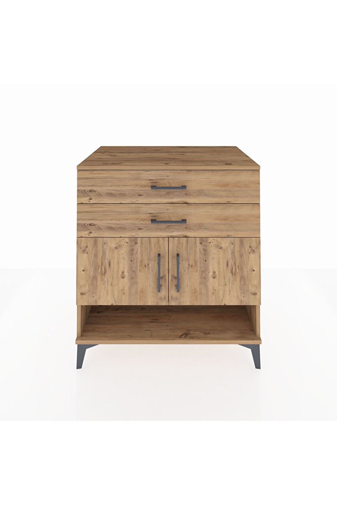 Kronos Şifonyer 2 Raflı 2 Çekmeceli 2 Kapaklı 88x59x96 Çam-Çam