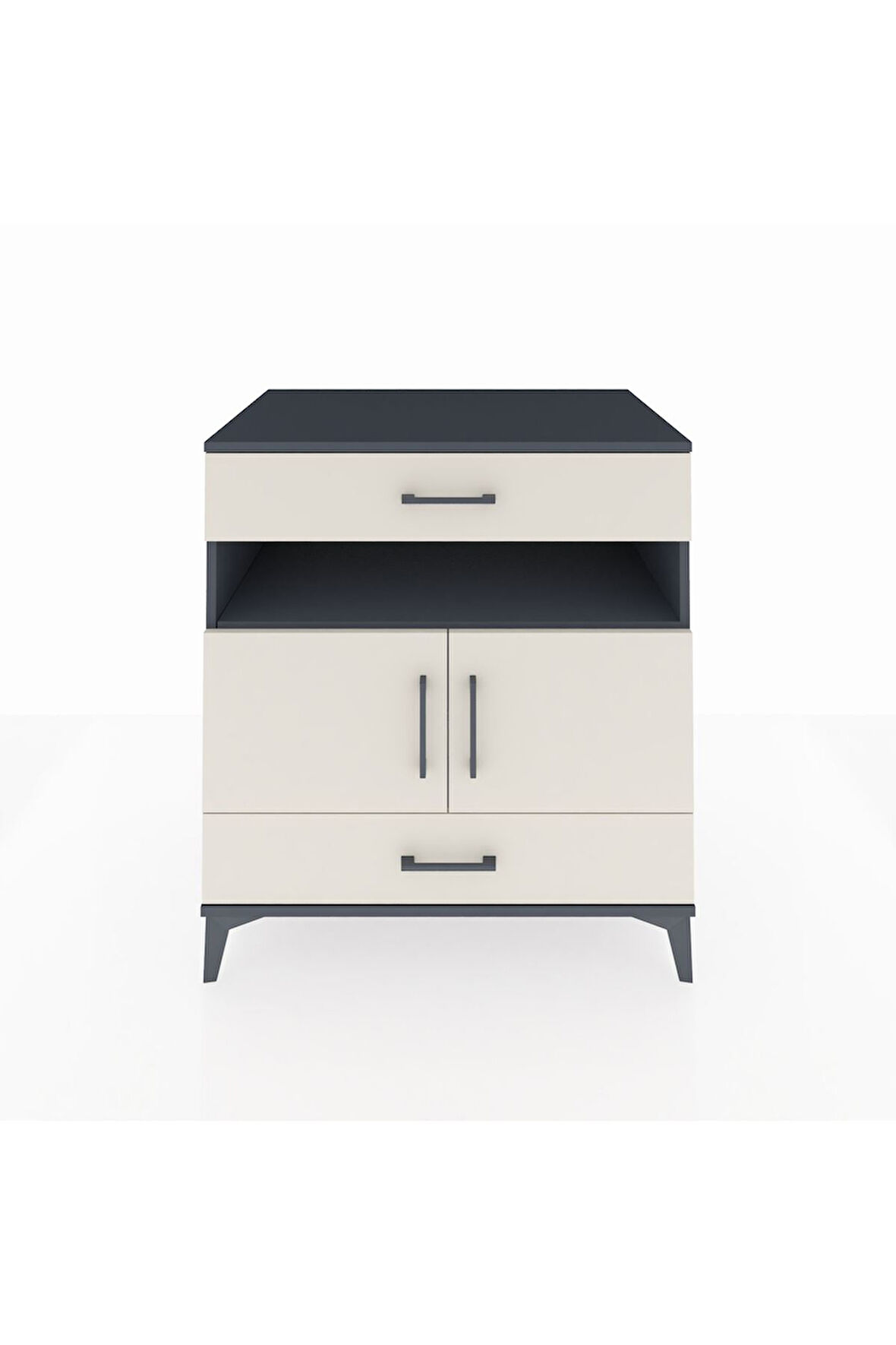 Kronos Şifonyer 2 Raflı 2 Çekmeceli 2 Kapaklı 88x59x96 Antrasit-Aytaşı