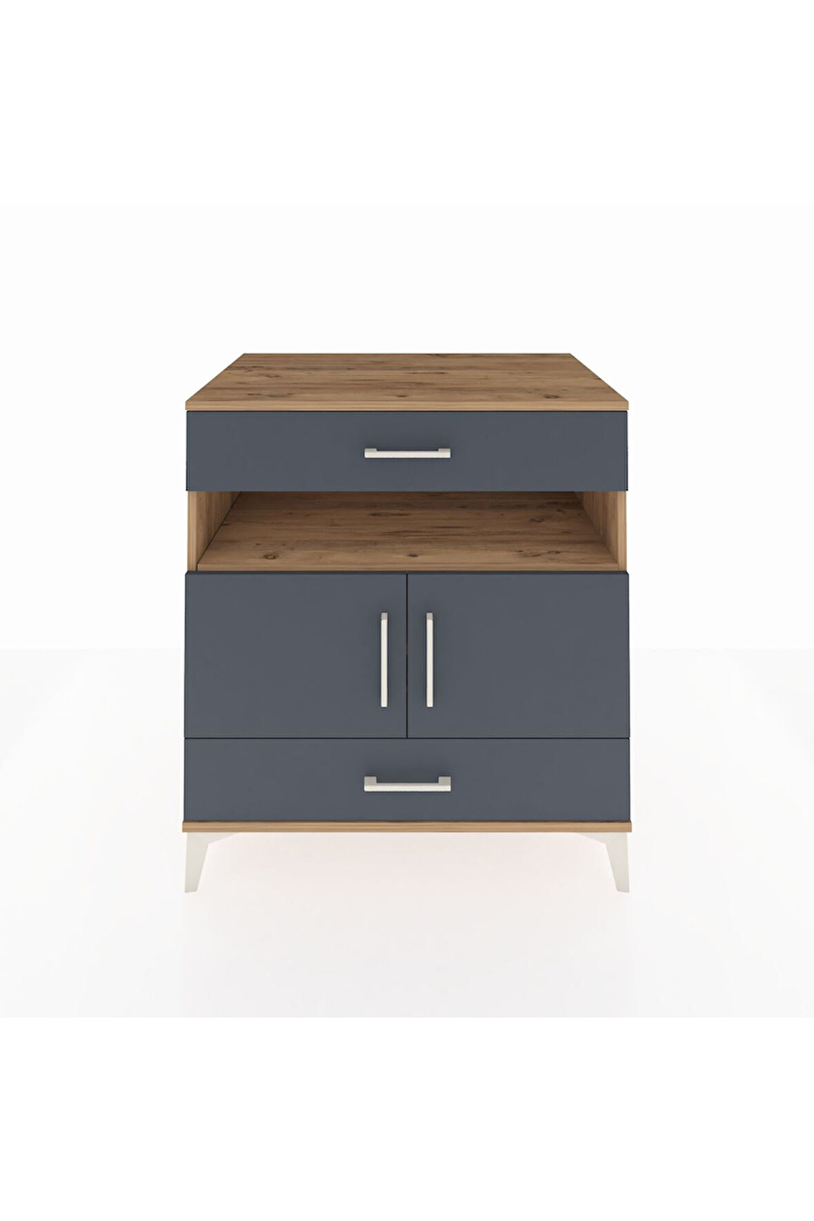 Kronos Şifonyer 2 Raflı 2 Çekmeceli 2 Kapaklı 88x59x96 Çam-Antrasit