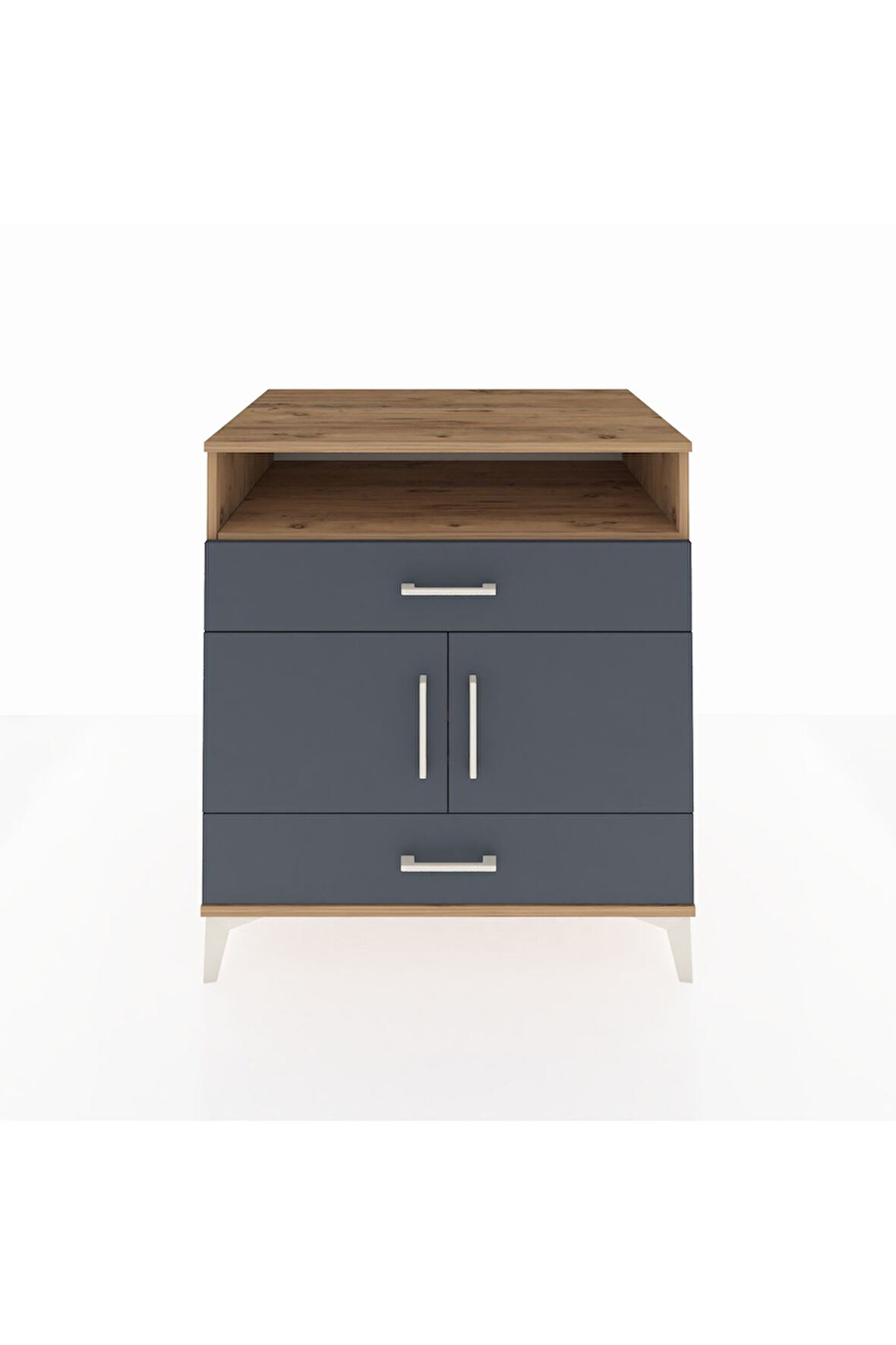 Kronos Şifonyer 2 Raflı 2 Çekmeceli 2 Kapaklı 88x59x96 Çam-Antrasit