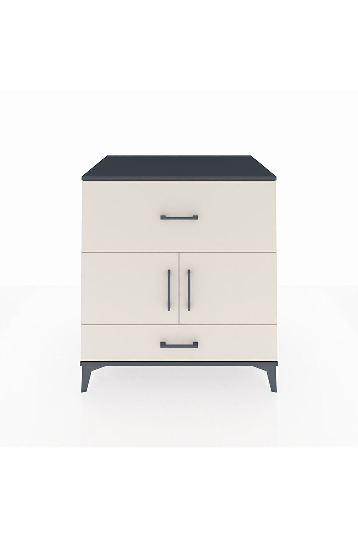 Kronos Şifonyer Tek Raflı 2 Çekmeceli 2 Kapaklı 88x59x96 Antrasit-Aytaşı