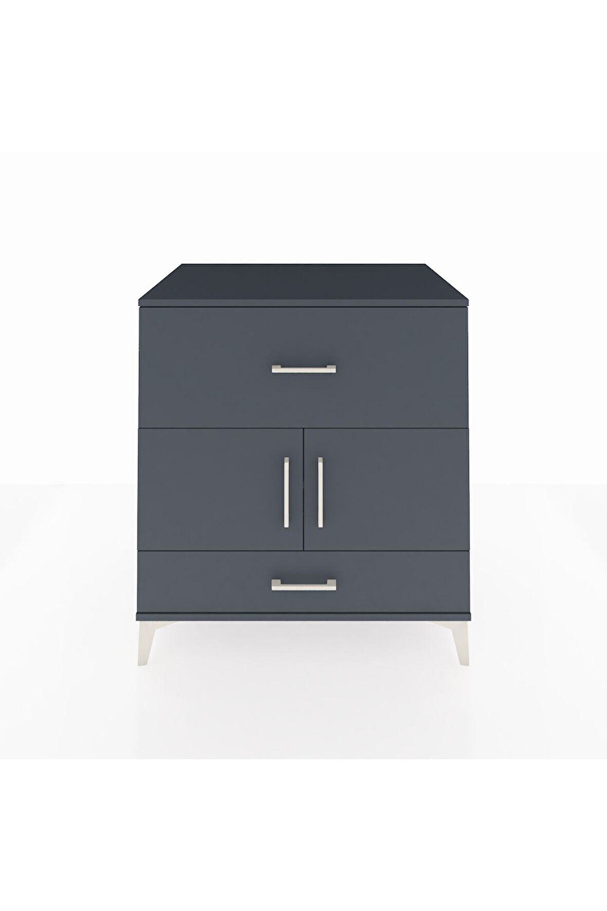 Kronos Şifonyer Tek Raflı 2 Çekmeceli 2 Kapaklı 88x59x96 Antrasit-Antrasit