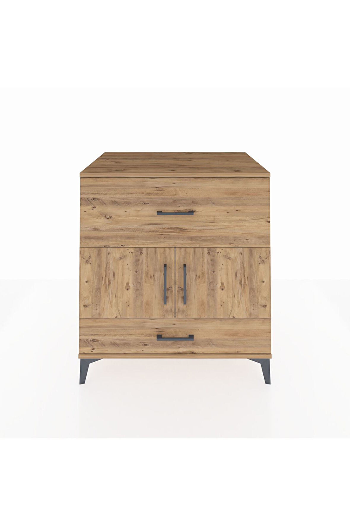 Kronos Şifonyer Tek Raflı 2 Çekmeceli 2 Kapaklı 88x59x96 Çam-Çam