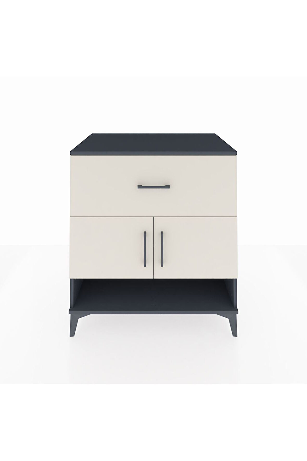 Kronos Şifonyer 2 Raflı Tek Çekmeceli 2 Kapaklı 88x59x96 Antrasit-Aytaşı