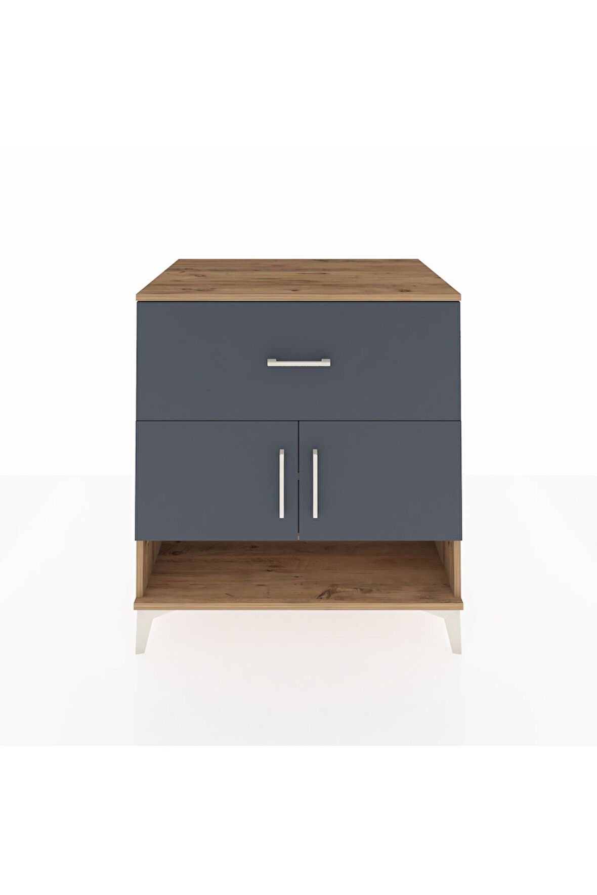 Kronos Şifonyer 2 Raflı Tek Çekmeceli 2 Kapaklı 88x59x96 Çam-Antrasit