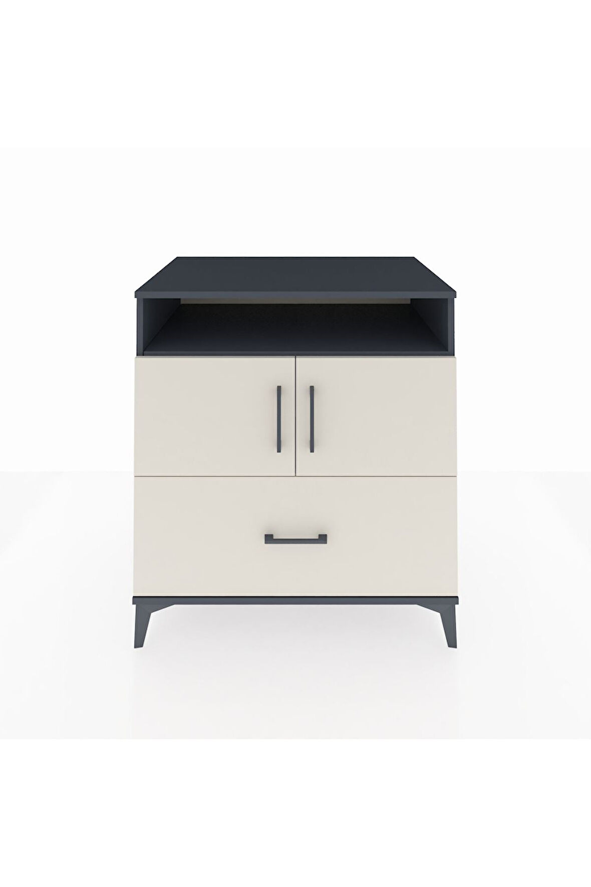 Kronos Şifonyer 3 Raflı Tek Çekmeceli 2 Kapaklı 88x59x96 Antrasit-Aytaşı