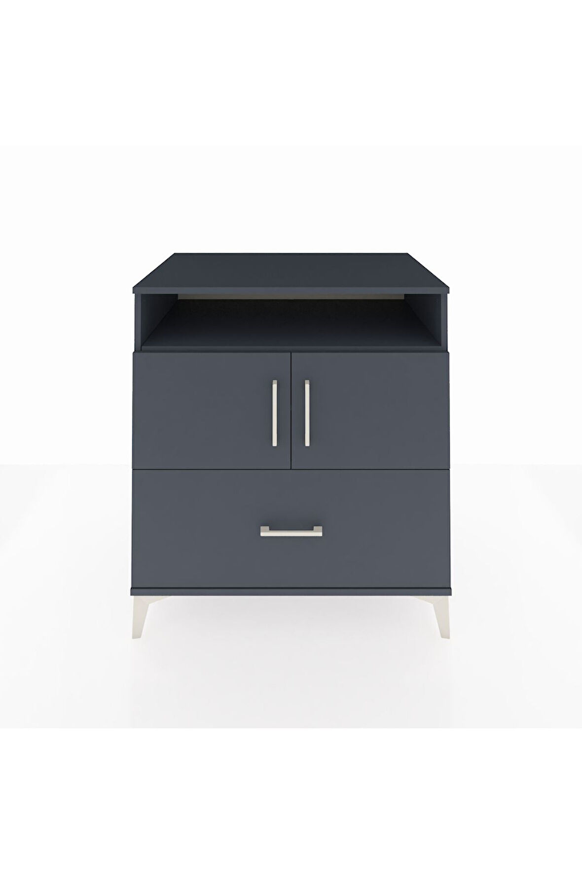 Kronos Şifonyer 3 Raflı Tek Çekmeceli 2 Kapaklı 88x59x96 Antrasit-Antrasit