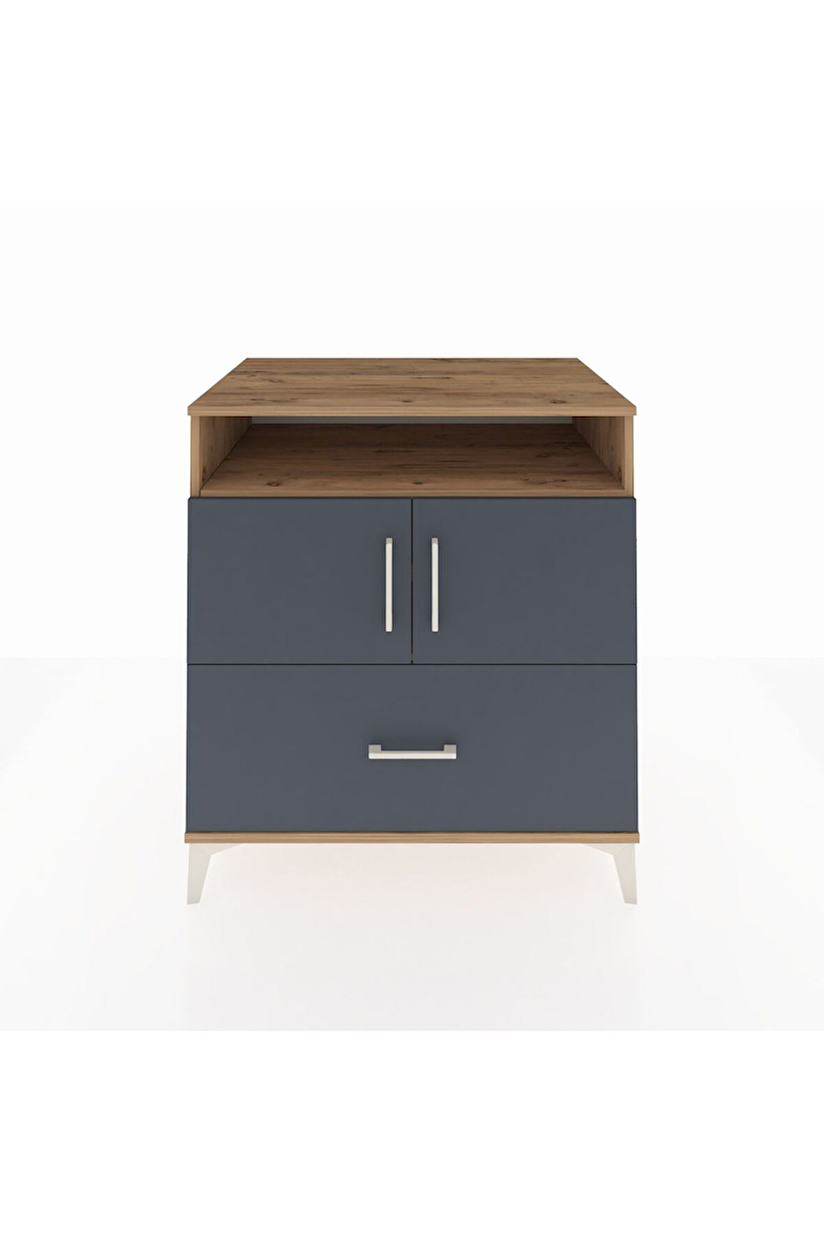 Kronos Şifonyer 3 Raflı Tek Çekmeceli 2 Kapaklı 88x59x96 Çam-Antrasit