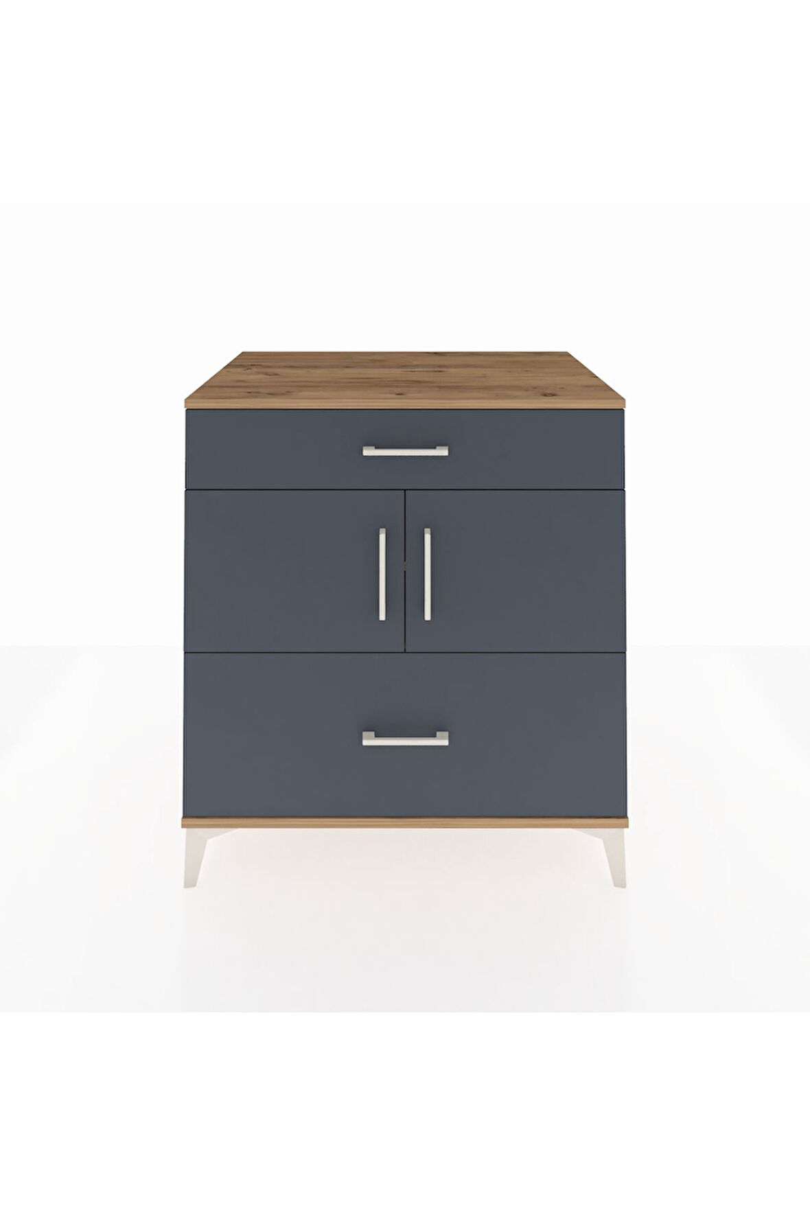 Kronos Şifonyer 2 Raflı 2 Çekmeceli 2 Kapaklı 88x59x96 Çam-Antrasit