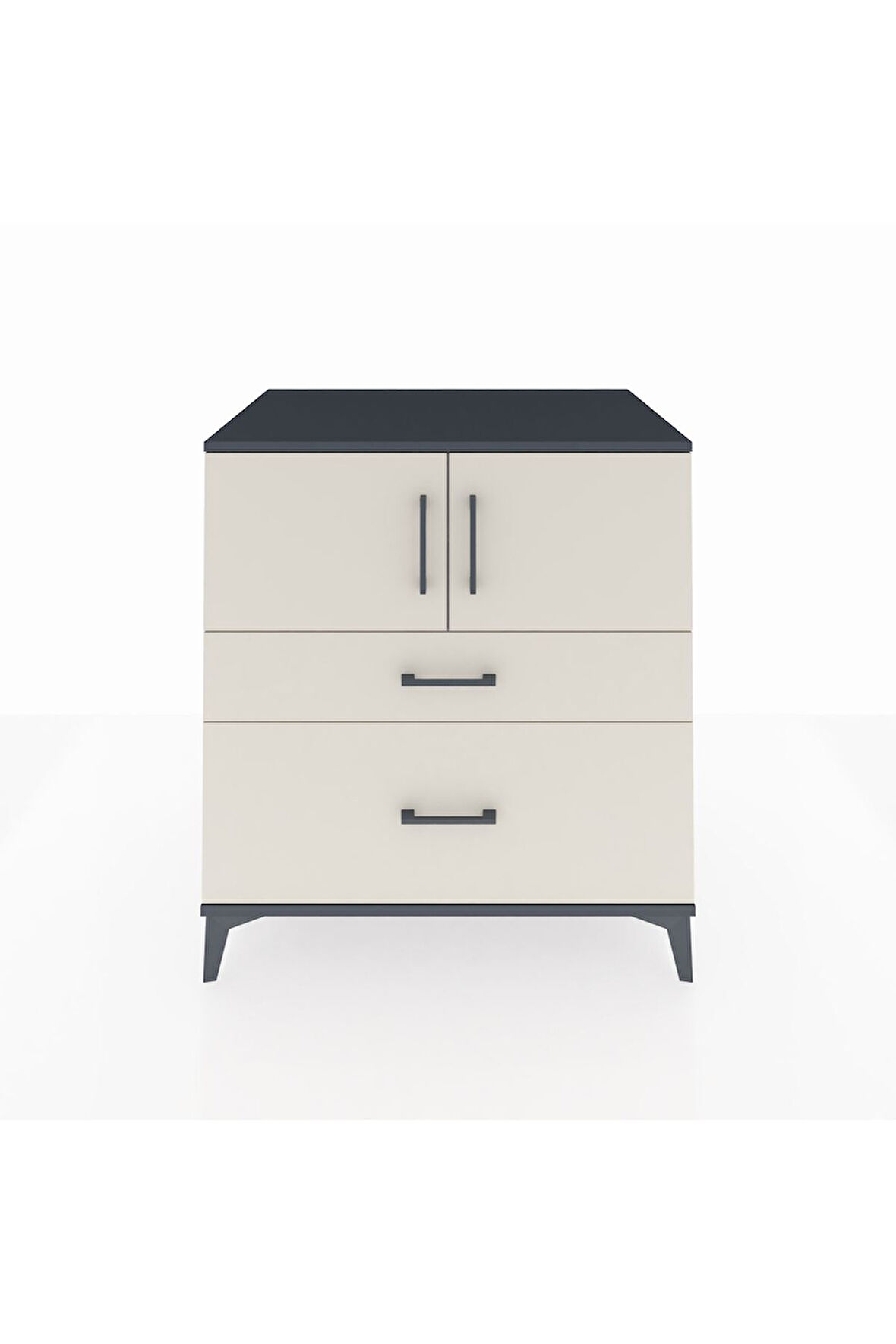 Kronos Şifonyer 2 Raflı 2 Çekmeceli 2 Kapaklı 88x59x96 Antrasit-Aytaşı