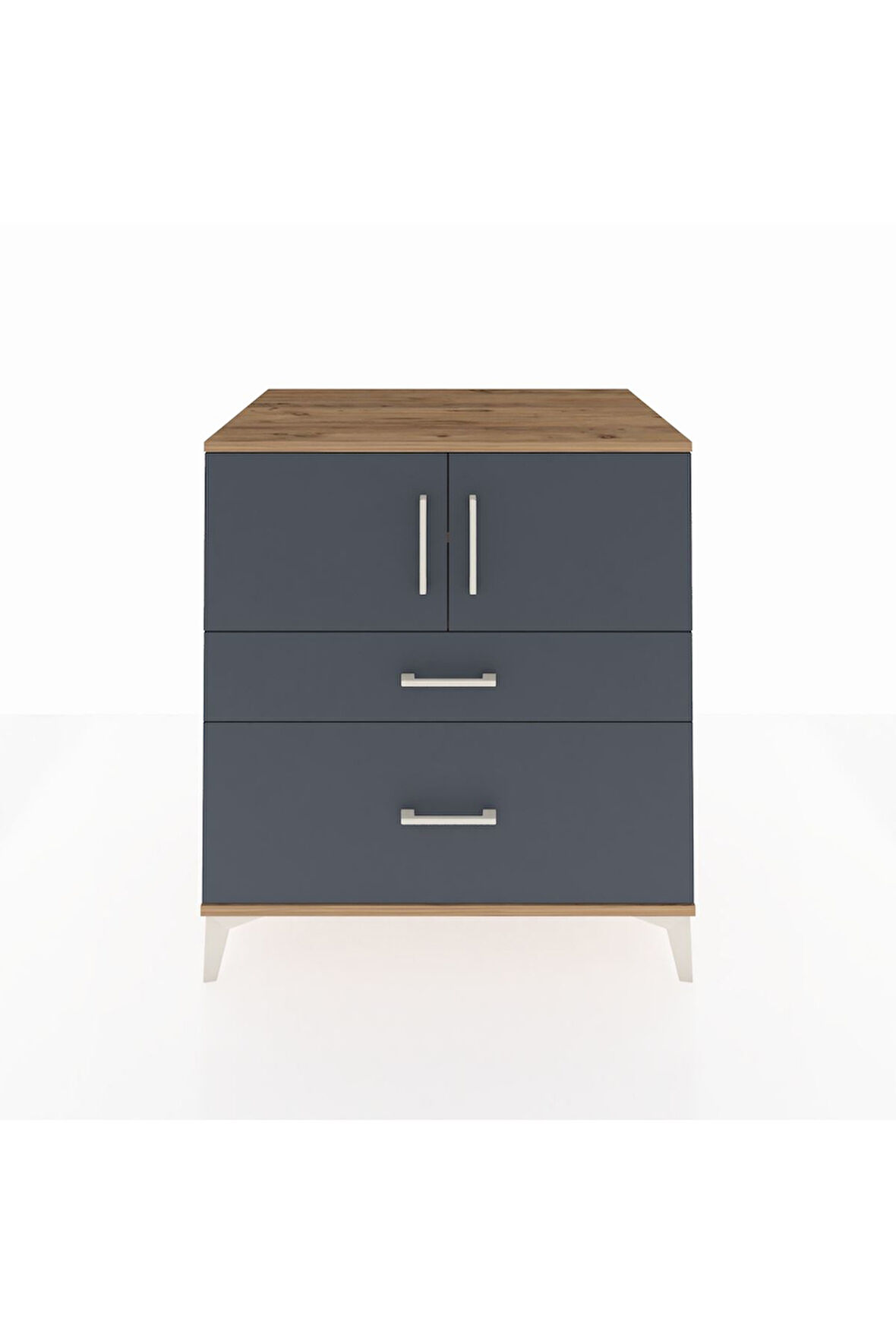 Kronos Şifonyer 2 Raflı 2 Çekmeceli 2 Kapaklı 88x59x96 Çam-Antrasit