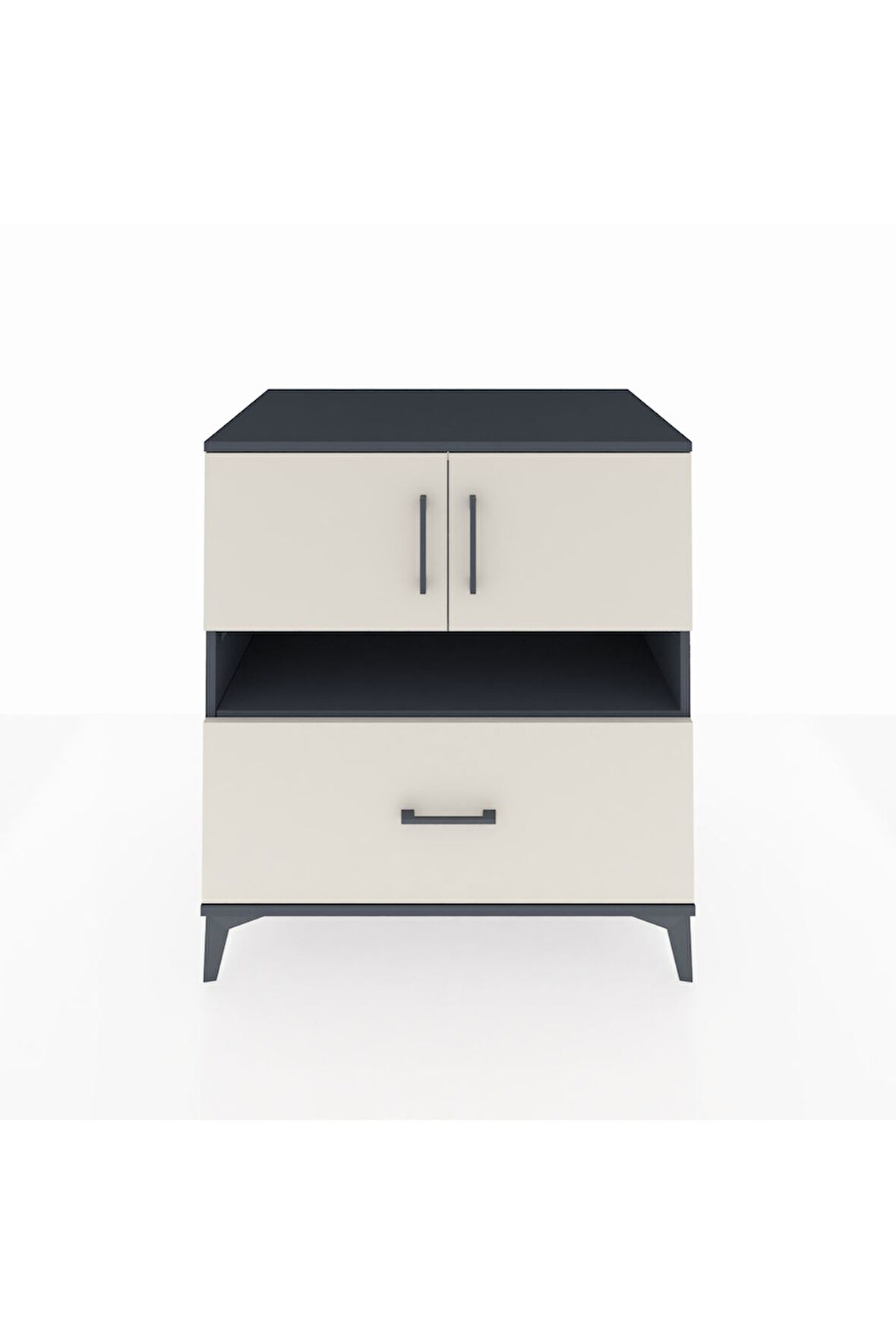 Kronos Şifonyer 3 Raflı Tek Çekmeceli 2 Kapaklı 88x59x96 Antrasit-Aytaşı