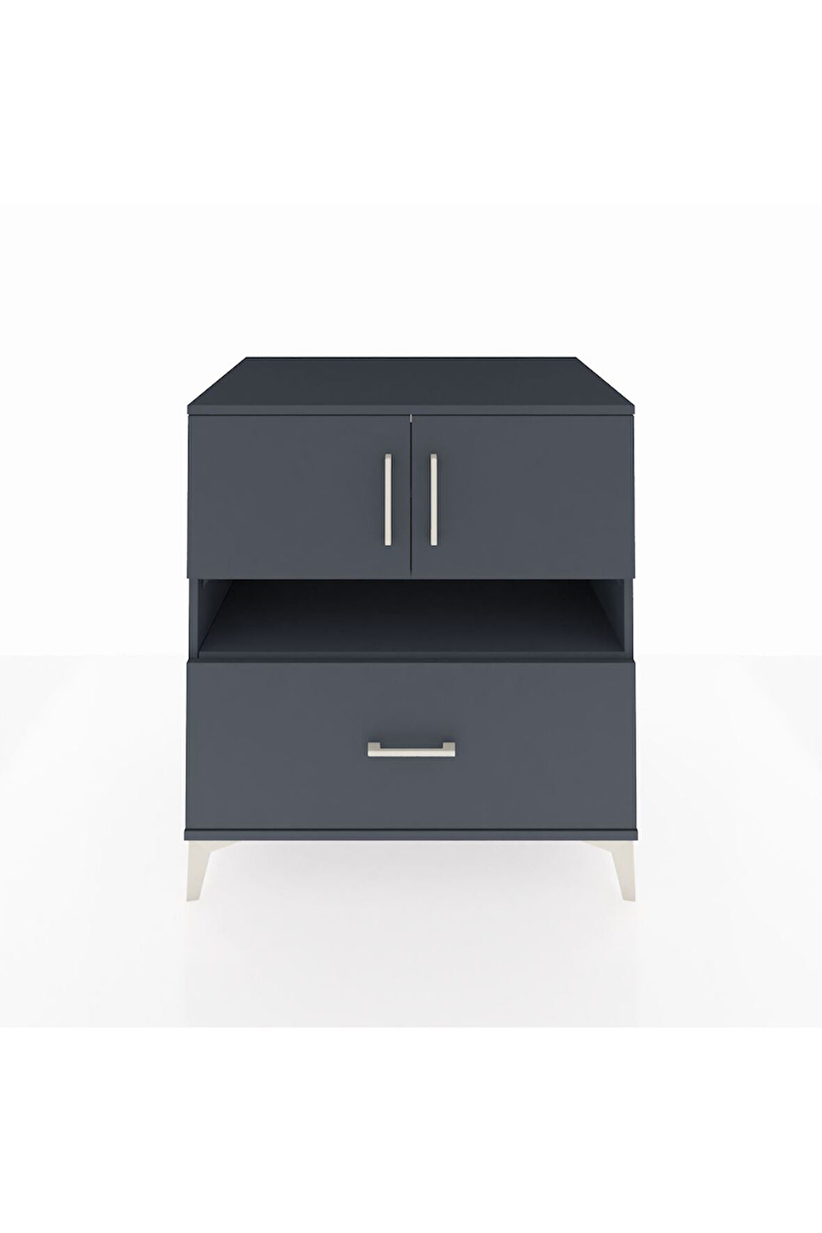 Kronos Şifonyer 3 Raflı Tek Çekmeceli 2 Kapaklı 88x59x96 Antrasit-Antrasit