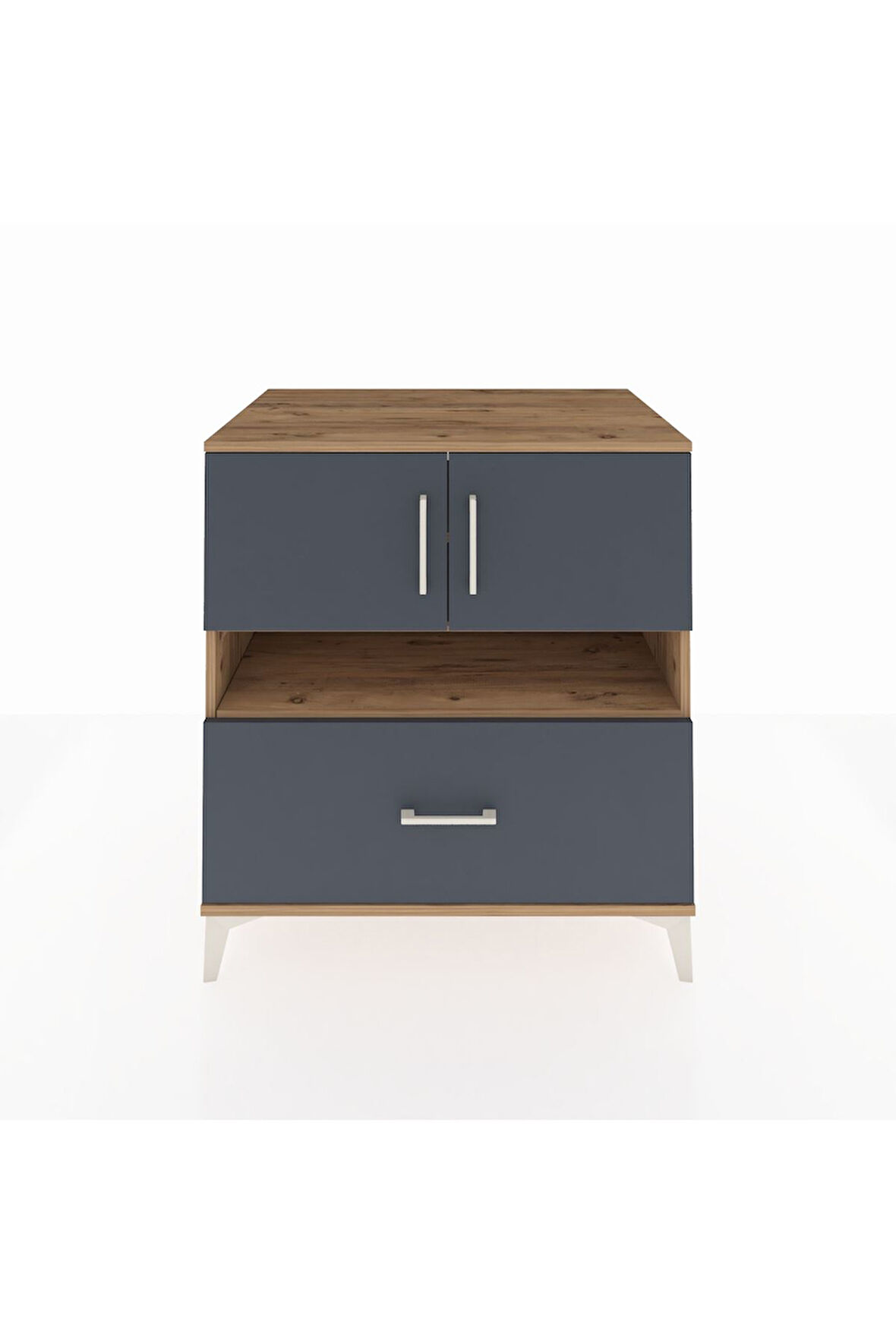 Kronos Şifonyer 3 Raflı Tek Çekmeceli 2 Kapaklı 88x59x96 Çam-Antrasit