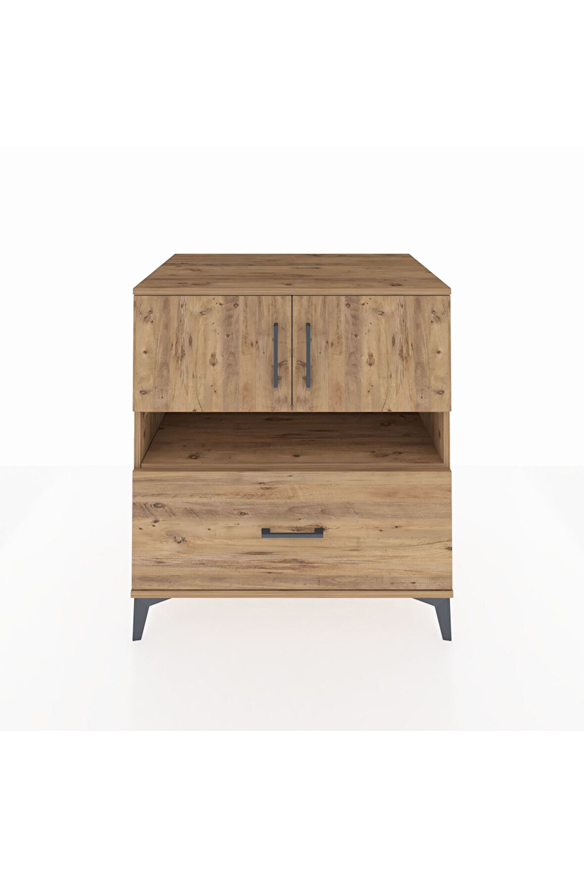 Kronos Şifonyer 3 Raflı Tek Çekmeceli 2 Kapaklı 88x59x96 Çam-Çam